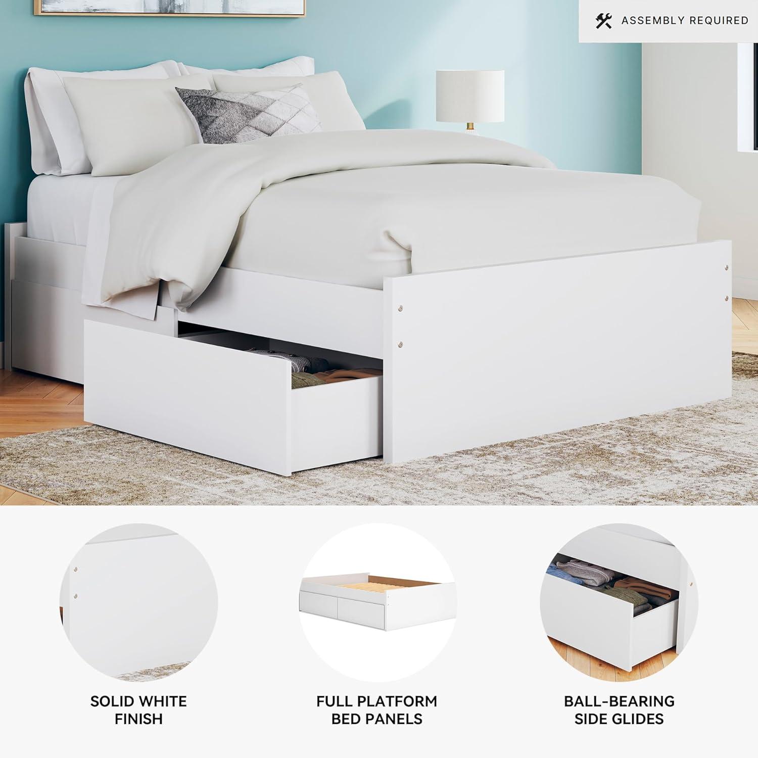 imageSignature Design by Ashley Onita Minimalist Panel Platform Bed Foundation or Box Spring Not Needed Full BeigeWhite