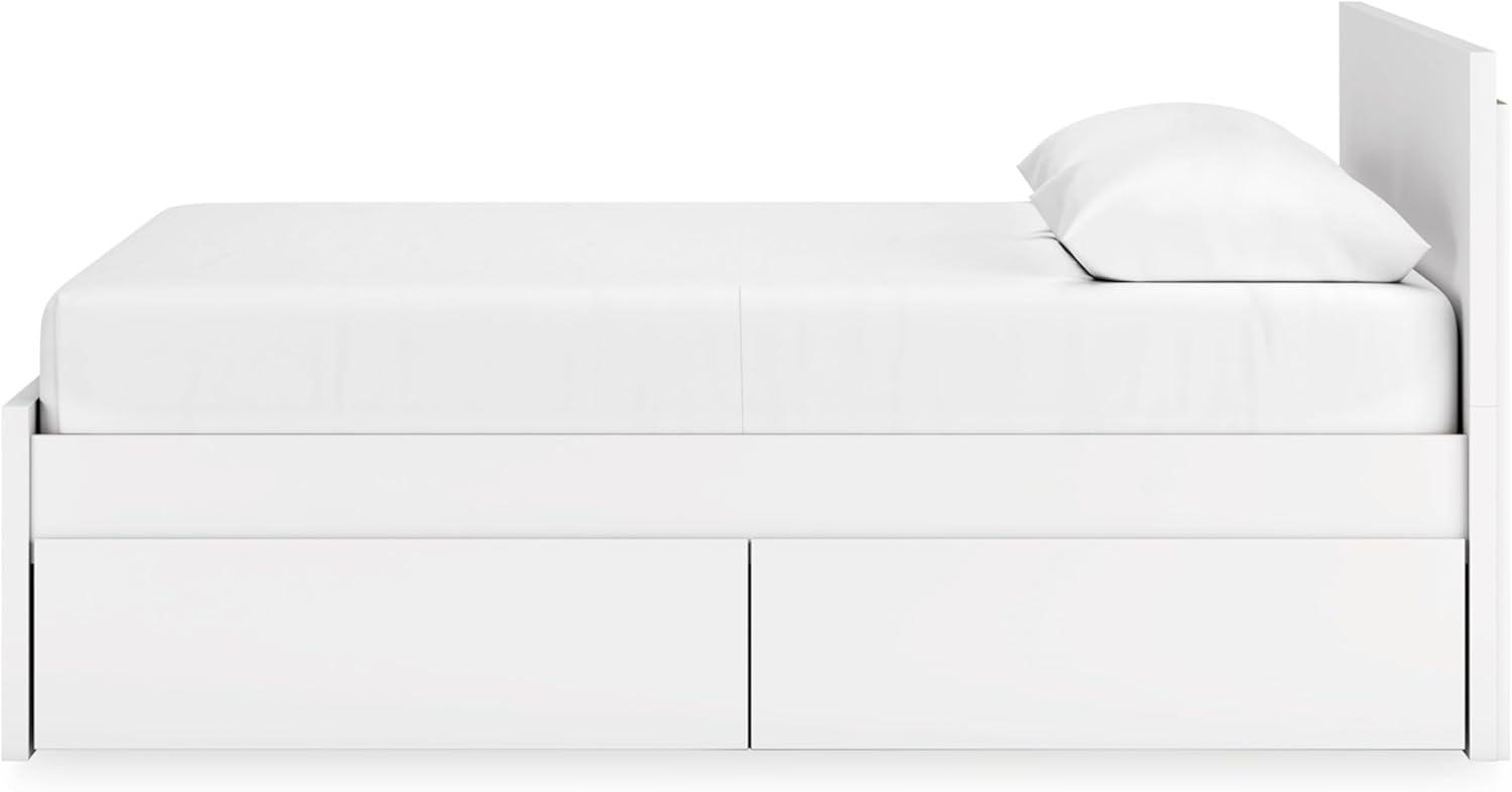 imageSignature Design by Ashley Onita Minimalist Panel Platform Bed Foundation or Box Spring Not Needed Full BeigeWhite