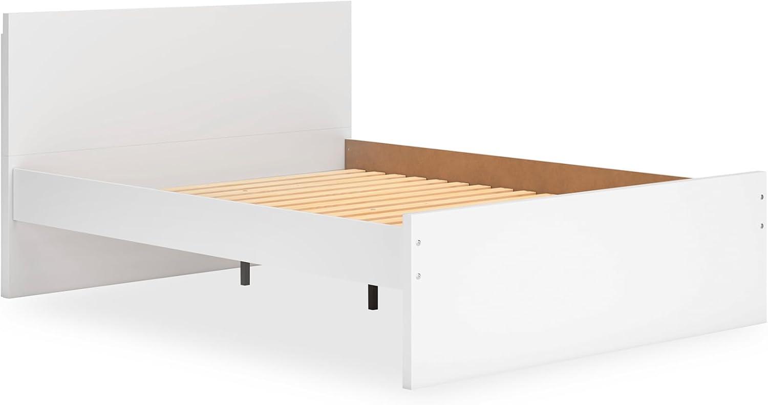 imageSignature Design by Ashley Onita Minimalist Panel Platform Bed Foundation or Box Spring Not Needed Full BeigeWhite
