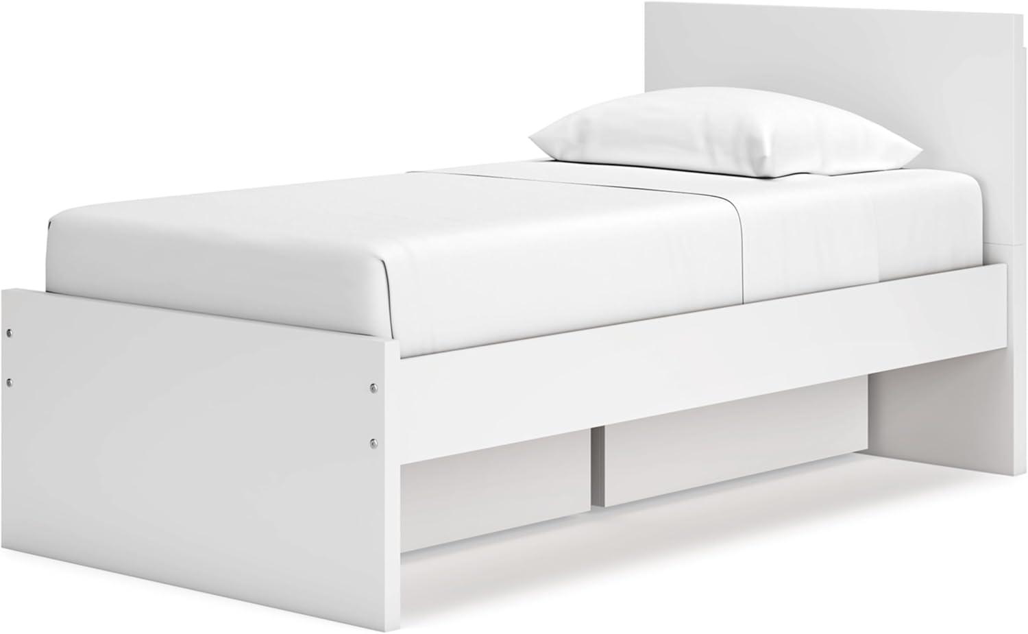imageSignature Design by Ashley Onita Minimalist Panel Platform Bed Foundation or Box Spring Not Needed Full BeigeWhite