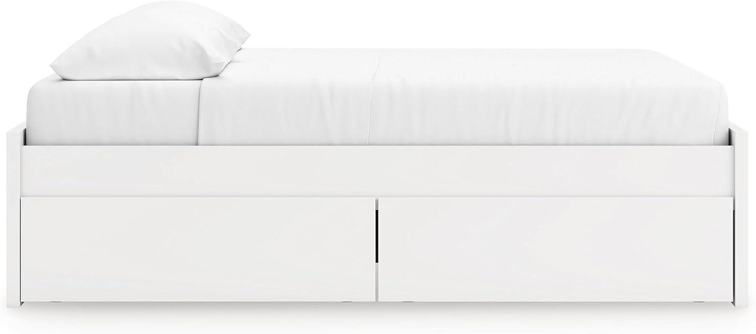 imageSignature Design by Ashley Onita Minimalist Panel Platform Bed Foundation or Box Spring Not Needed Full BeigeWhite