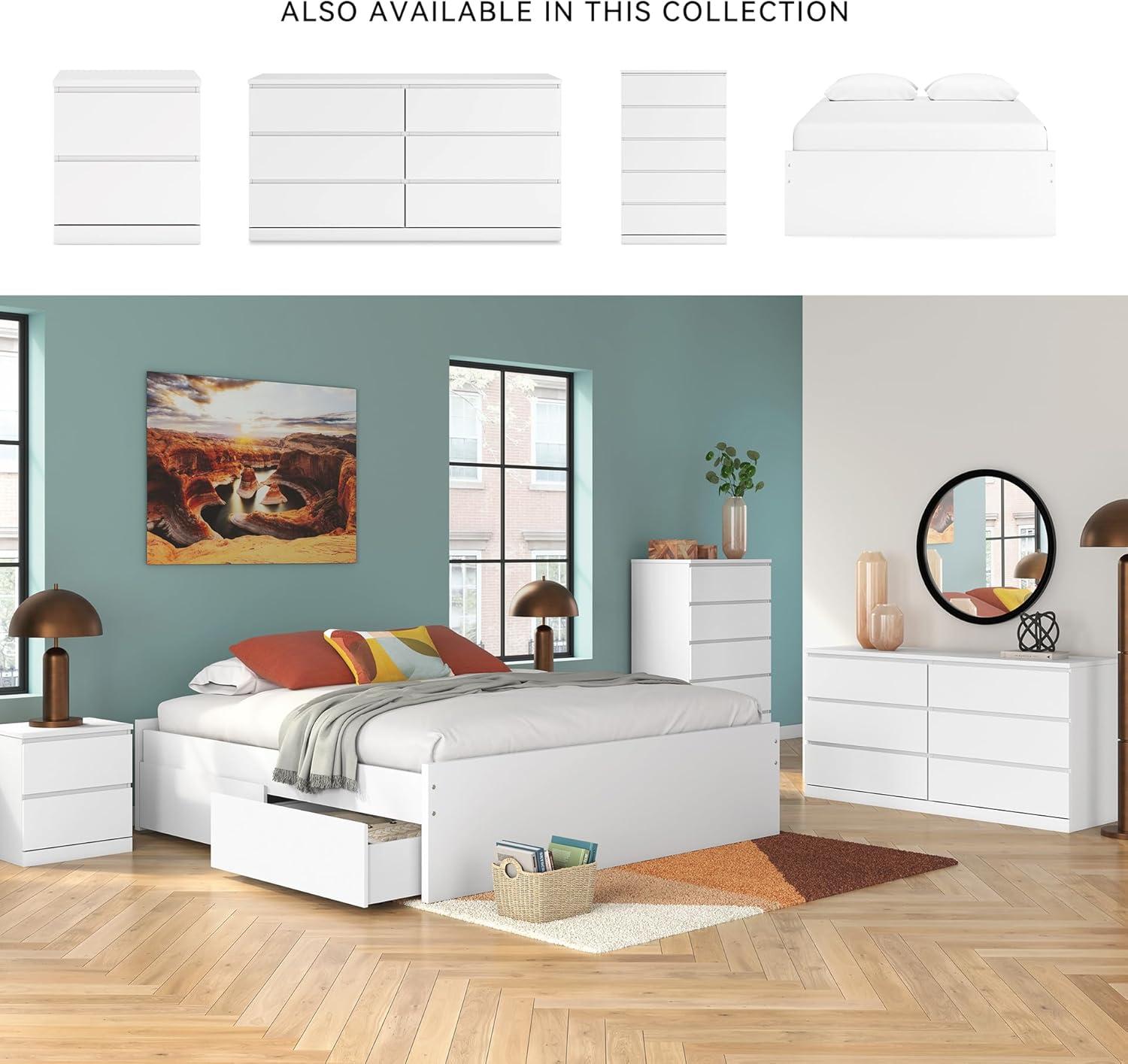 imageSignature Design by Ashley Onita Minimalist Panel Platform Bed Foundation or Box Spring Not Needed Full BeigeWhite