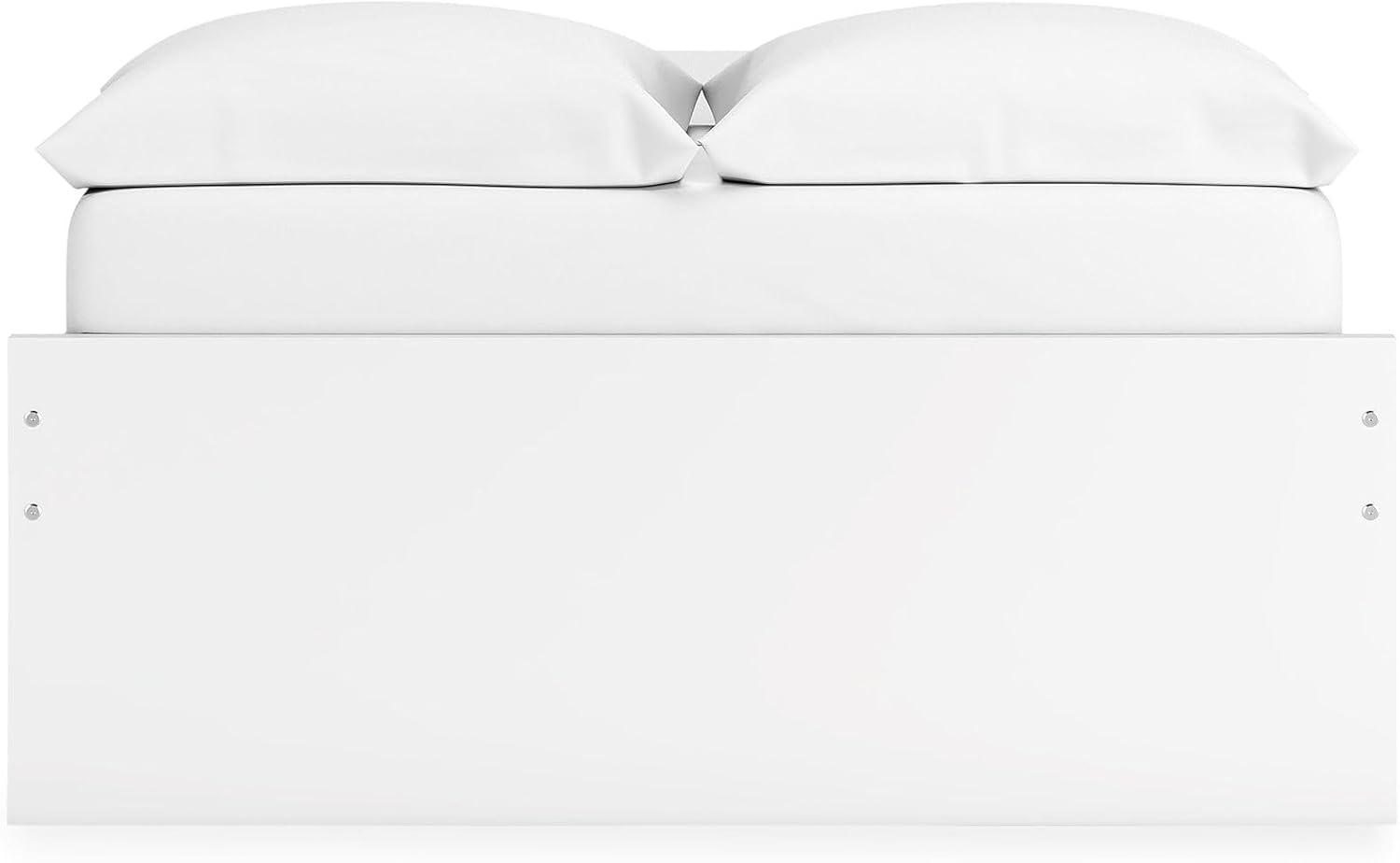 imageSignature Design by Ashley Onita Minimalist Panel Platform Bed Foundation or Box Spring Not Needed Full BeigeWhite