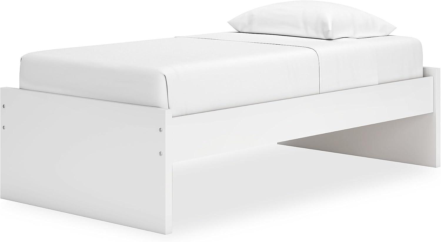imageSignature Design by Ashley Onita Minimalist Panel Platform Bed Foundation or Box Spring Not Needed Full BeigeWhite