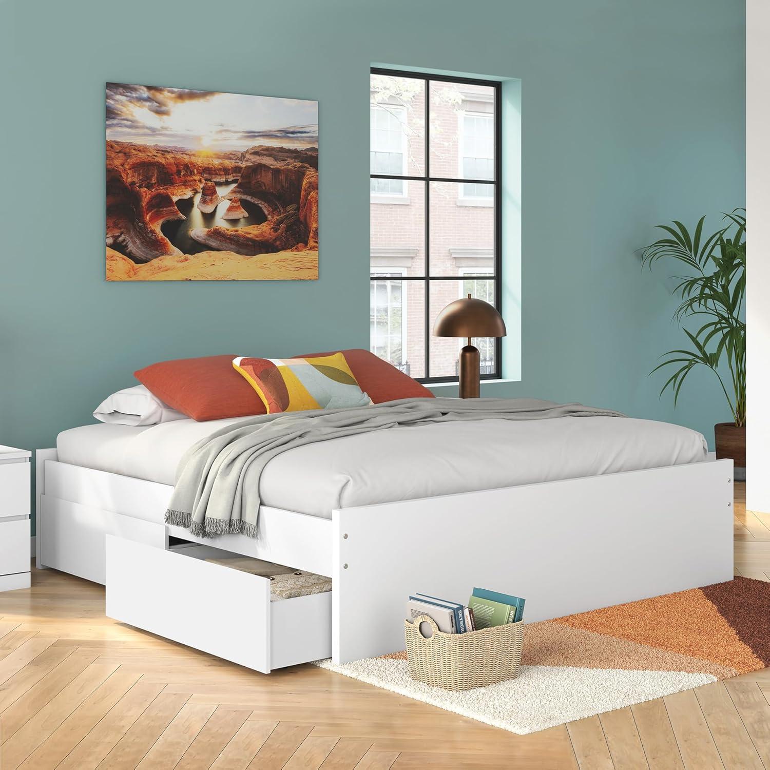 imageSignature Design by Ashley Onita Minimalist Panel Platform Bed Foundation or Box Spring Not Needed Full BeigeWhite