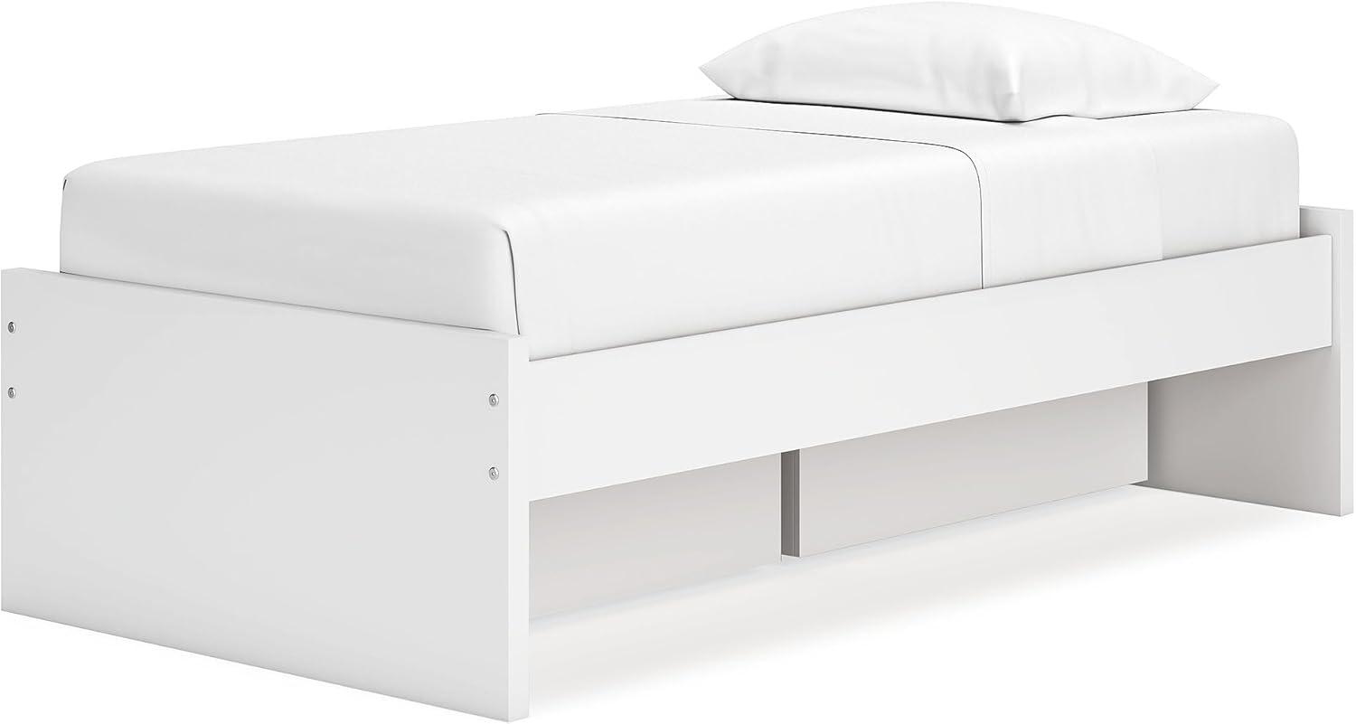imageSignature Design by Ashley Onita Minimalist Panel Platform Bed Foundation or Box Spring Not Needed Full BeigeWhite