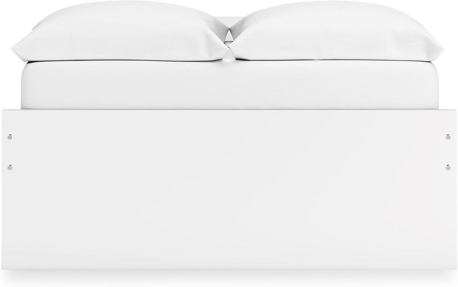 imageSignature Design by Ashley Onita Minimalist Panel Platform Bed Foundation or Box Spring Not Needed Full BeigeWhite