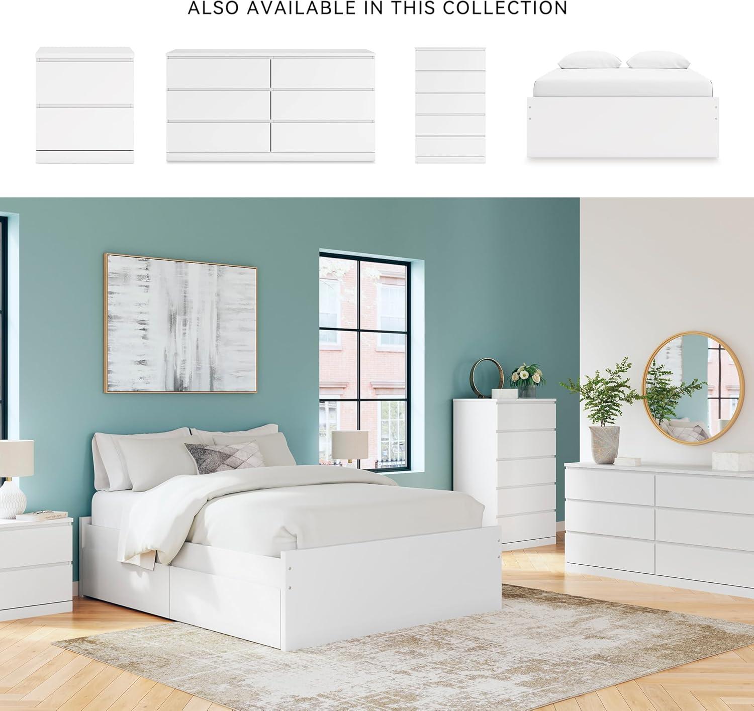 imageSignature Design by Ashley Onita Minimalist Panel Platform Bed Foundation or Box Spring Not Needed Full BeigeWhite