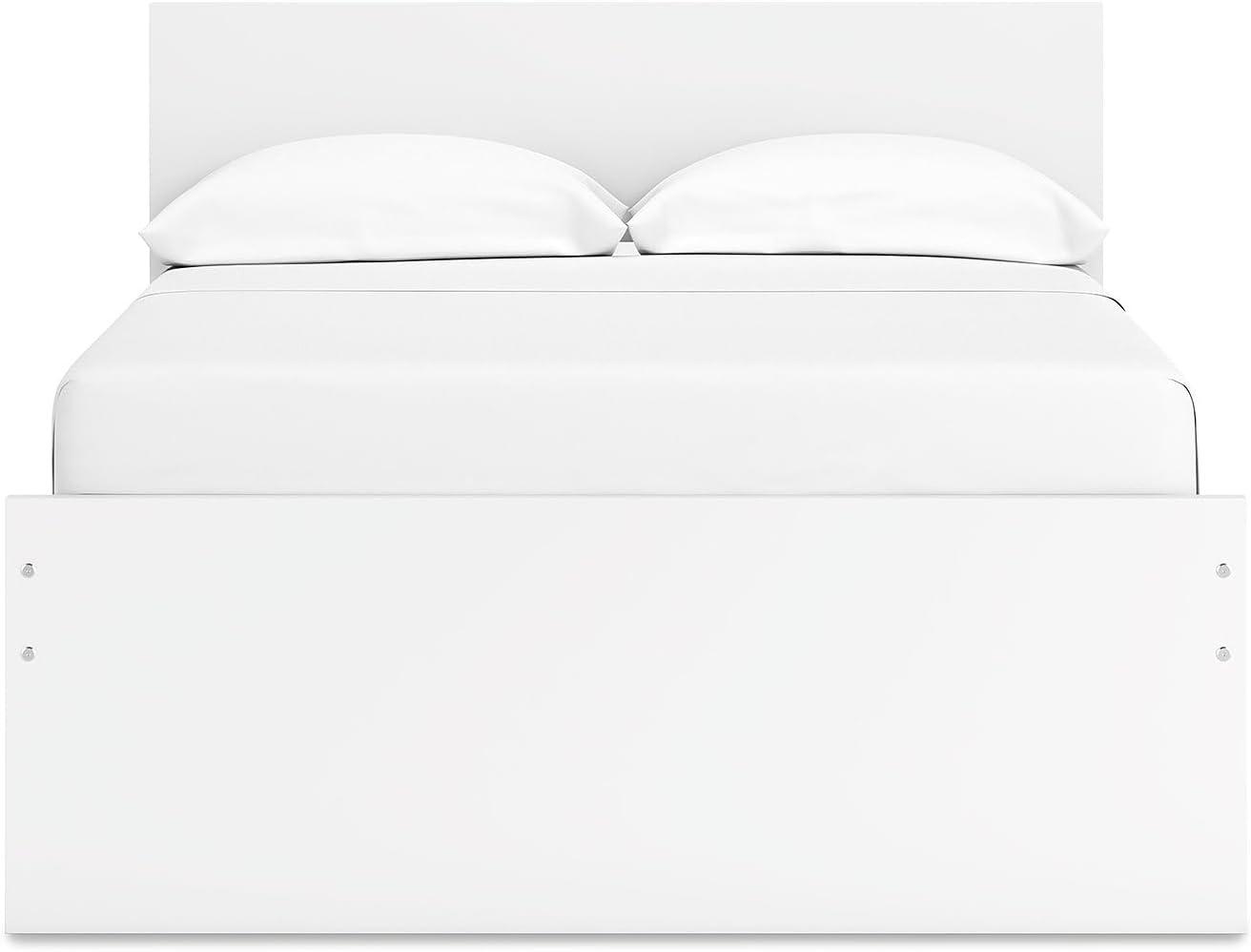 imageSignature Design by Ashley Onita Minimalist Panel Platform Bed Foundation or Box Spring Not Needed Full BeigeWhite