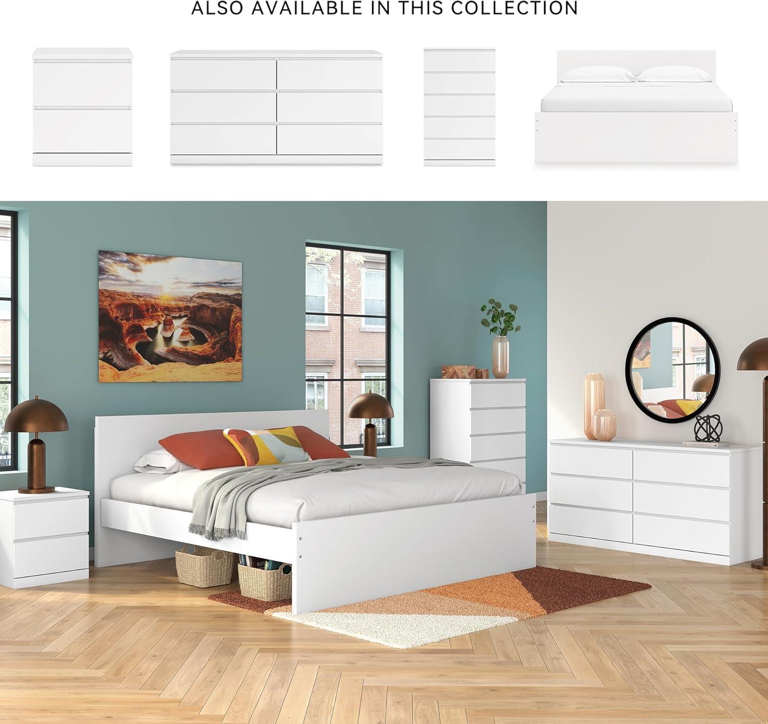 imageSignature Design by Ashley Onita Minimalist Panel Platform Bed Foundation or Box Spring Not Needed Full BeigeWhite
