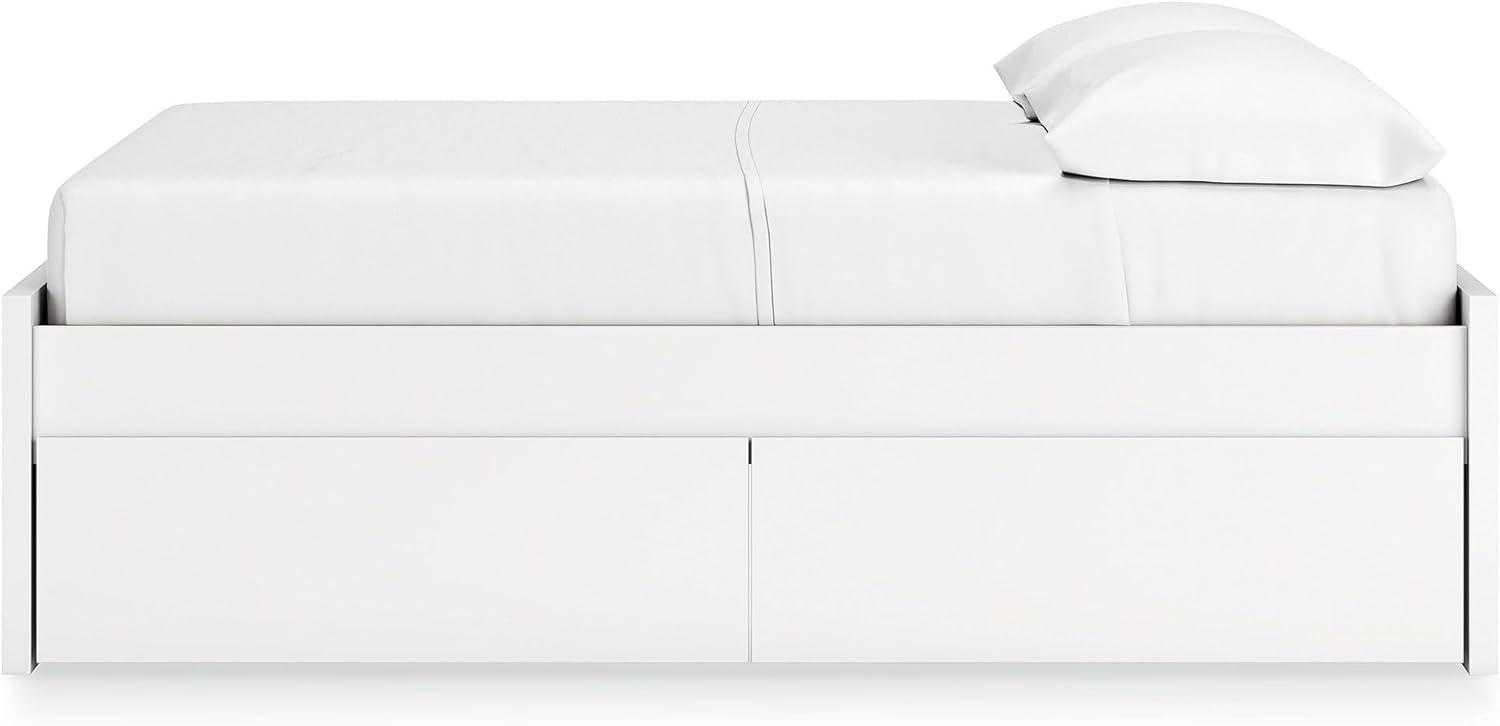 imageSignature Design by Ashley Onita Minimalist Panel Platform Bed Foundation or Box Spring Not Needed Full BeigeWhite