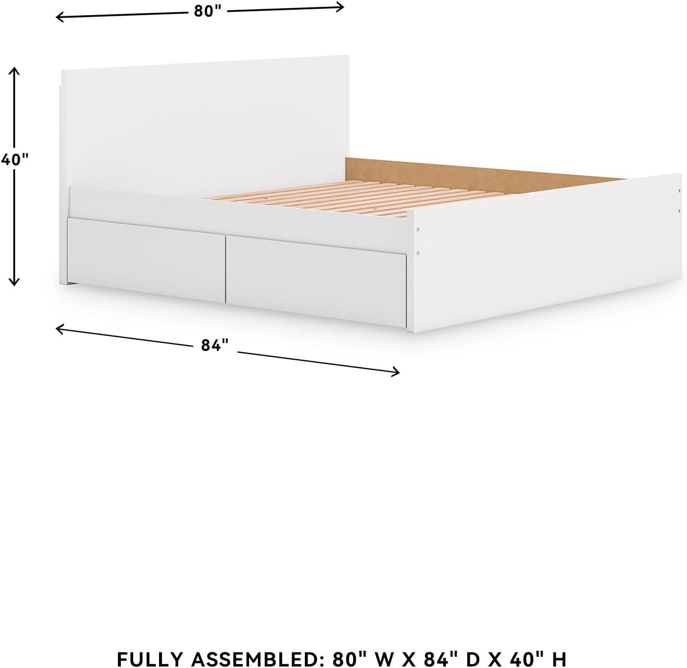 imageSignature Design by Ashley Onita Minimalist Panel Platform Bed Foundation or Box Spring Not Needed Full BeigeWhite