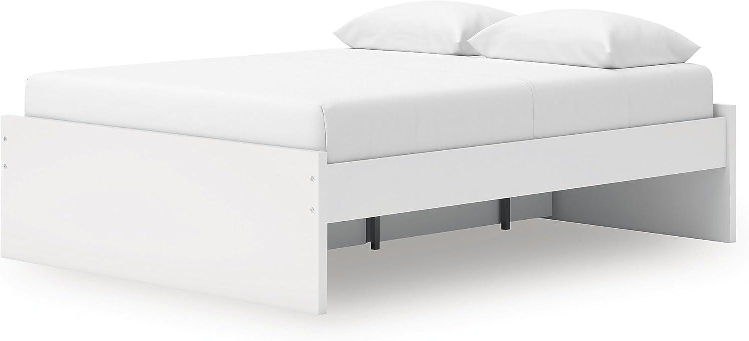 imageSignature Design by Ashley Onita Minimalist Panel Platform Bed Foundation or Box Spring Not Needed Full BeigeWhite