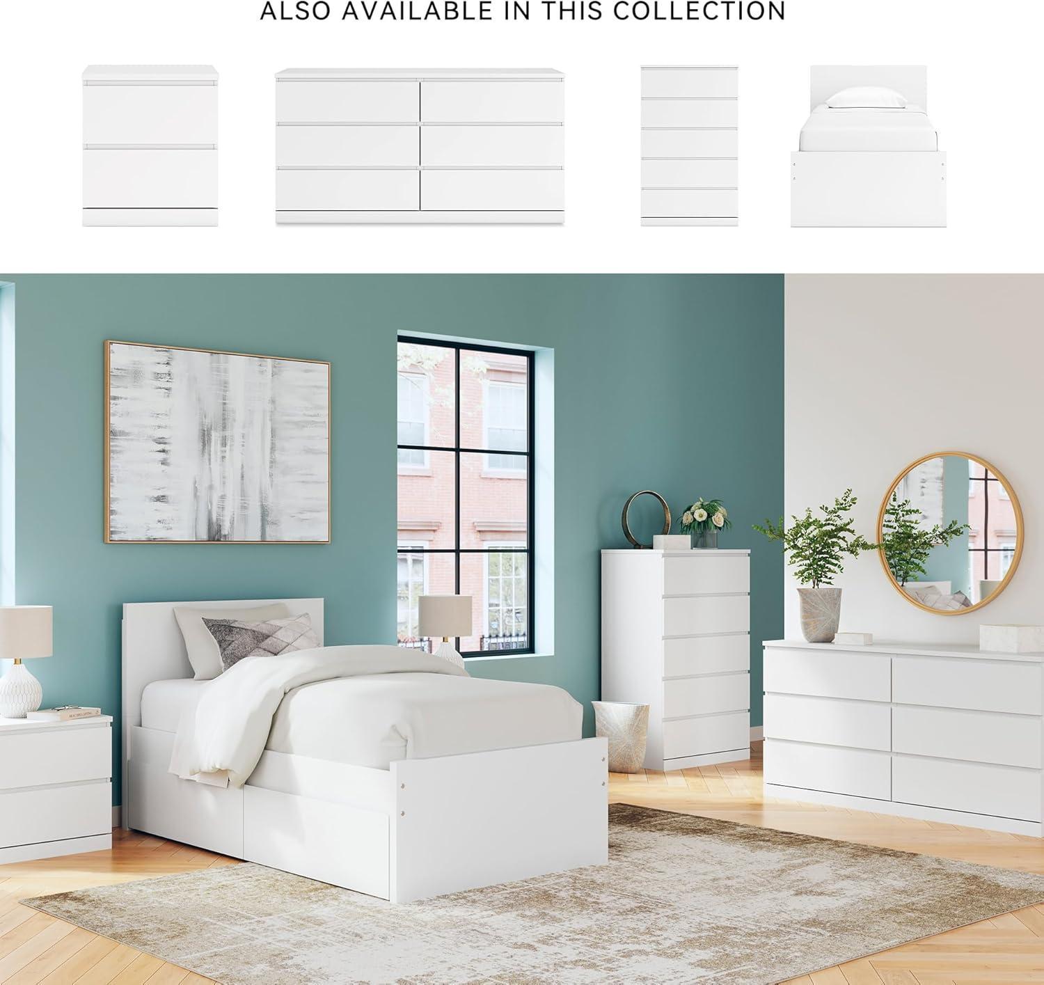 imageSignature Design by Ashley Onita Minimalist Panel Platform Bed Foundation or Box Spring Not Needed Full BeigeWhite