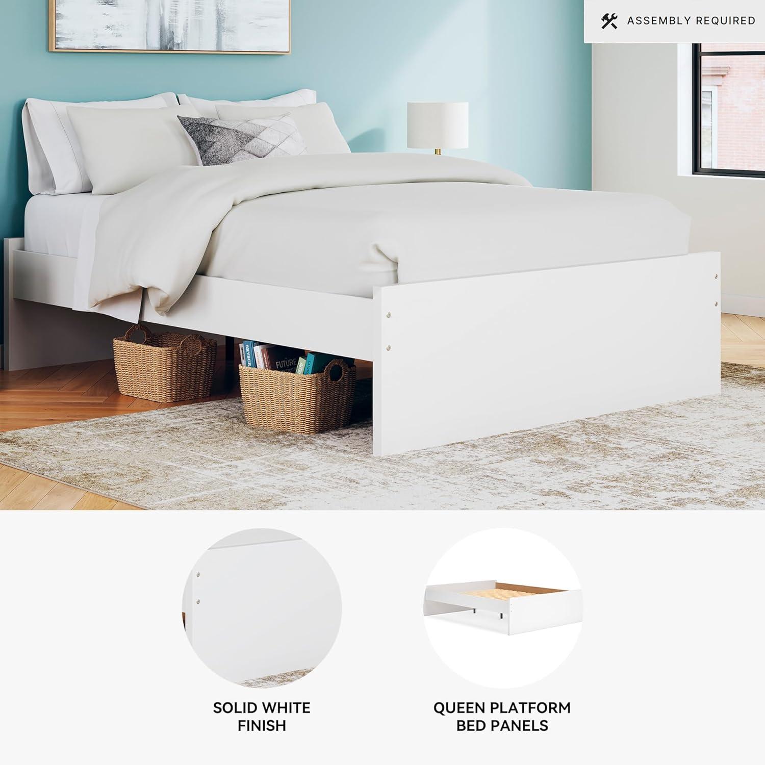 imageSignature Design by Ashley Onita Minimalist Panel Platform Bed Foundation or Box Spring Not Needed Full BeigeWhite