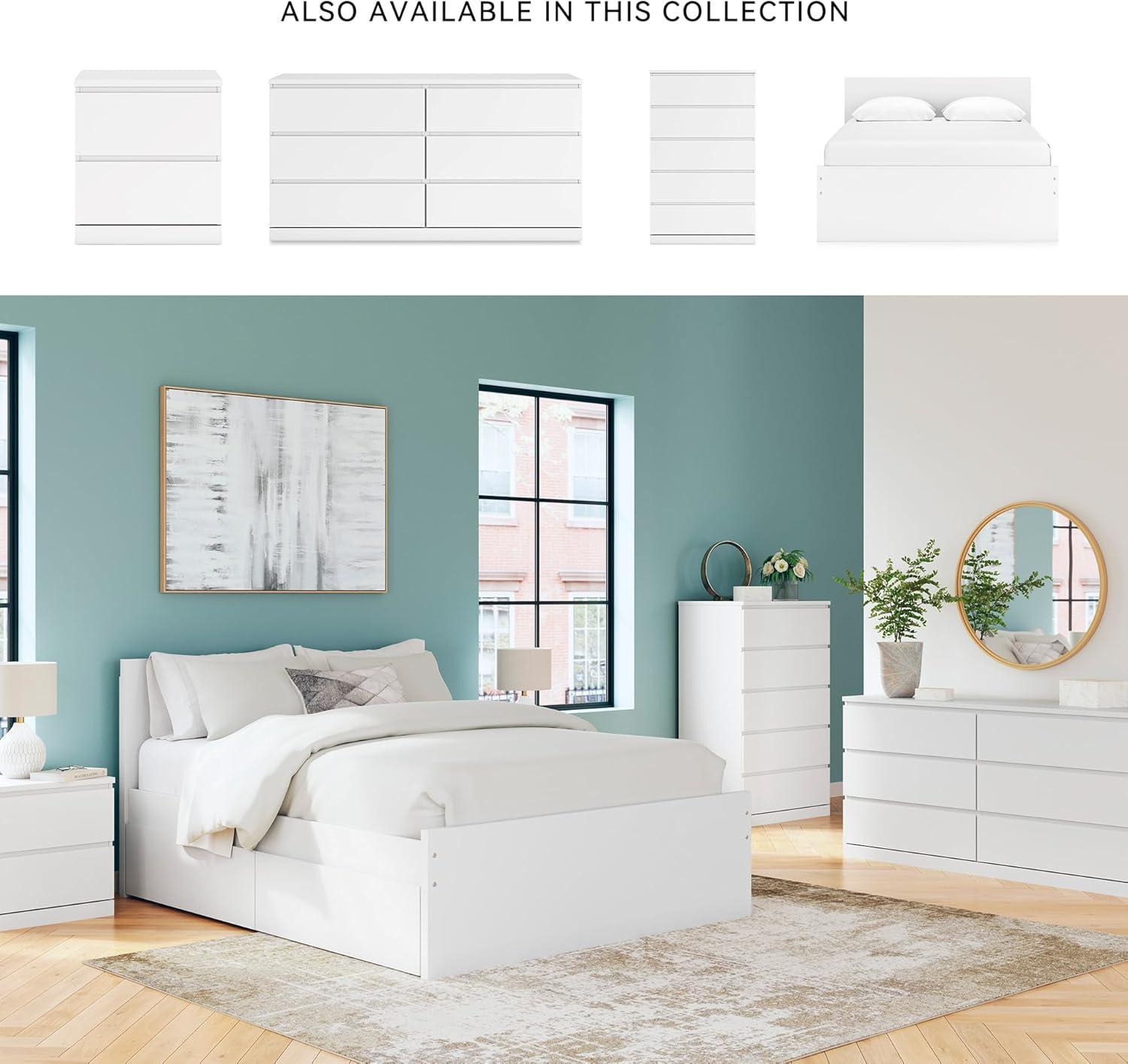 imageSignature Design by Ashley Onita Minimalist Panel Platform Bed Foundation or Box Spring Not Needed Full BeigeWhite