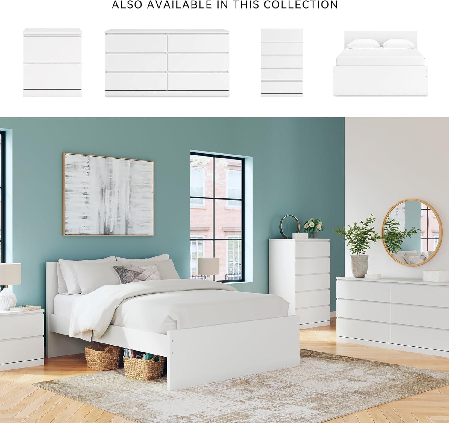 imageSignature Design by Ashley Onita Minimalist Panel Platform Bed Foundation or Box Spring Not Needed Full BeigeWhite
