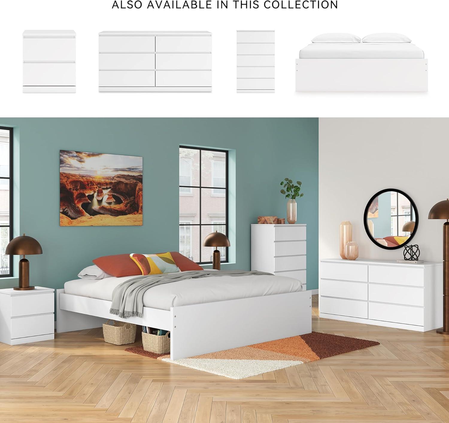 imageSignature Design by Ashley Onita Minimalist Panel Platform Bed Foundation or Box Spring Not Needed Full BeigeWhite