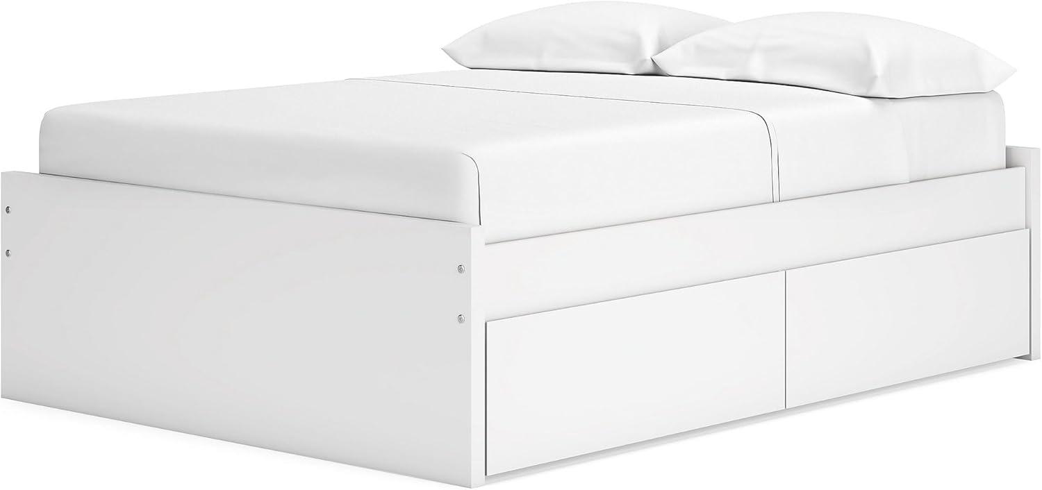 imageSignature Design by Ashley Onita Minimalist Panel Platform Bed Foundation or Box Spring Not Needed Full BeigeWhite