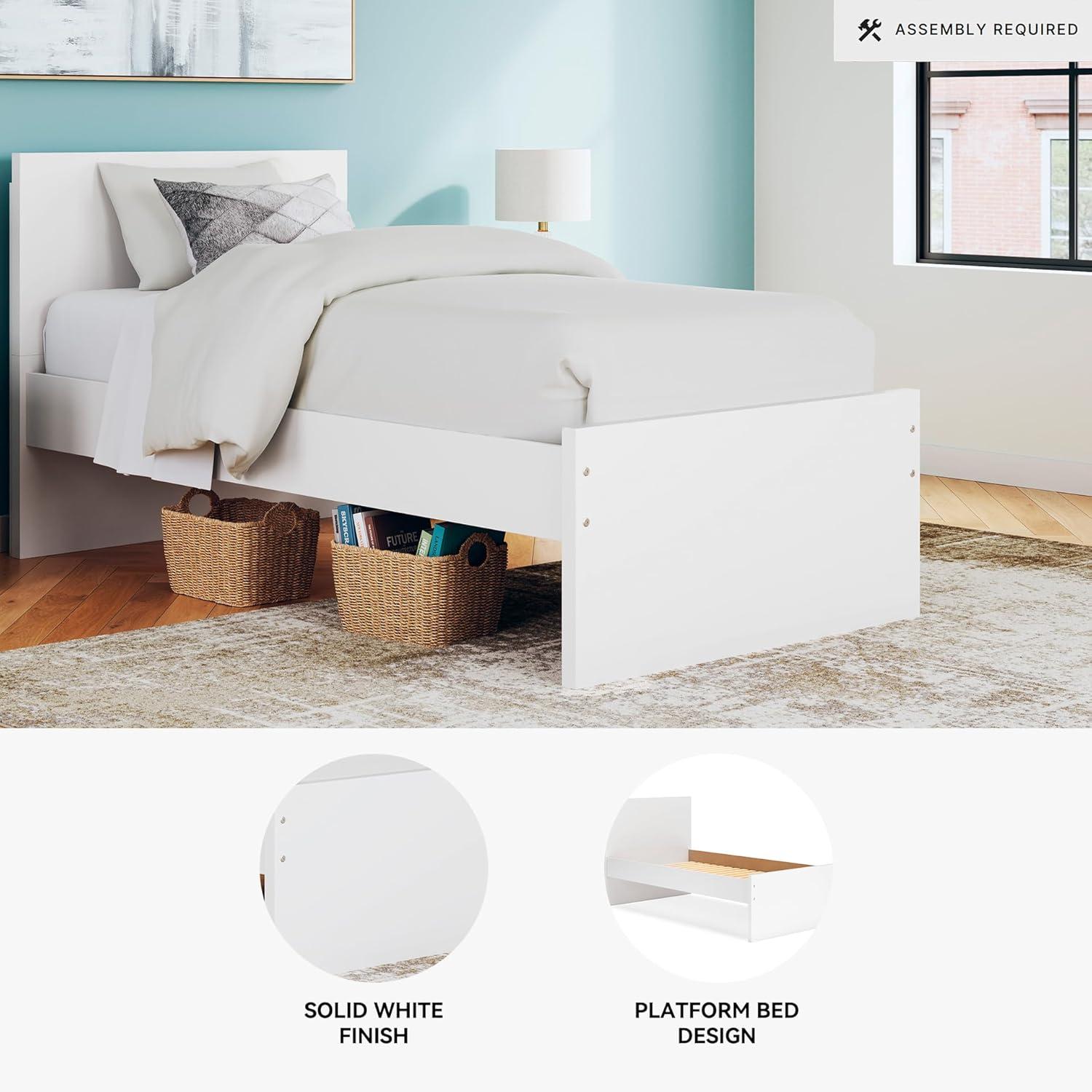 imageSignature Design by Ashley Onita Minimalist Panel Platform Bed Foundation or Box Spring Not Needed Full BeigeWhite