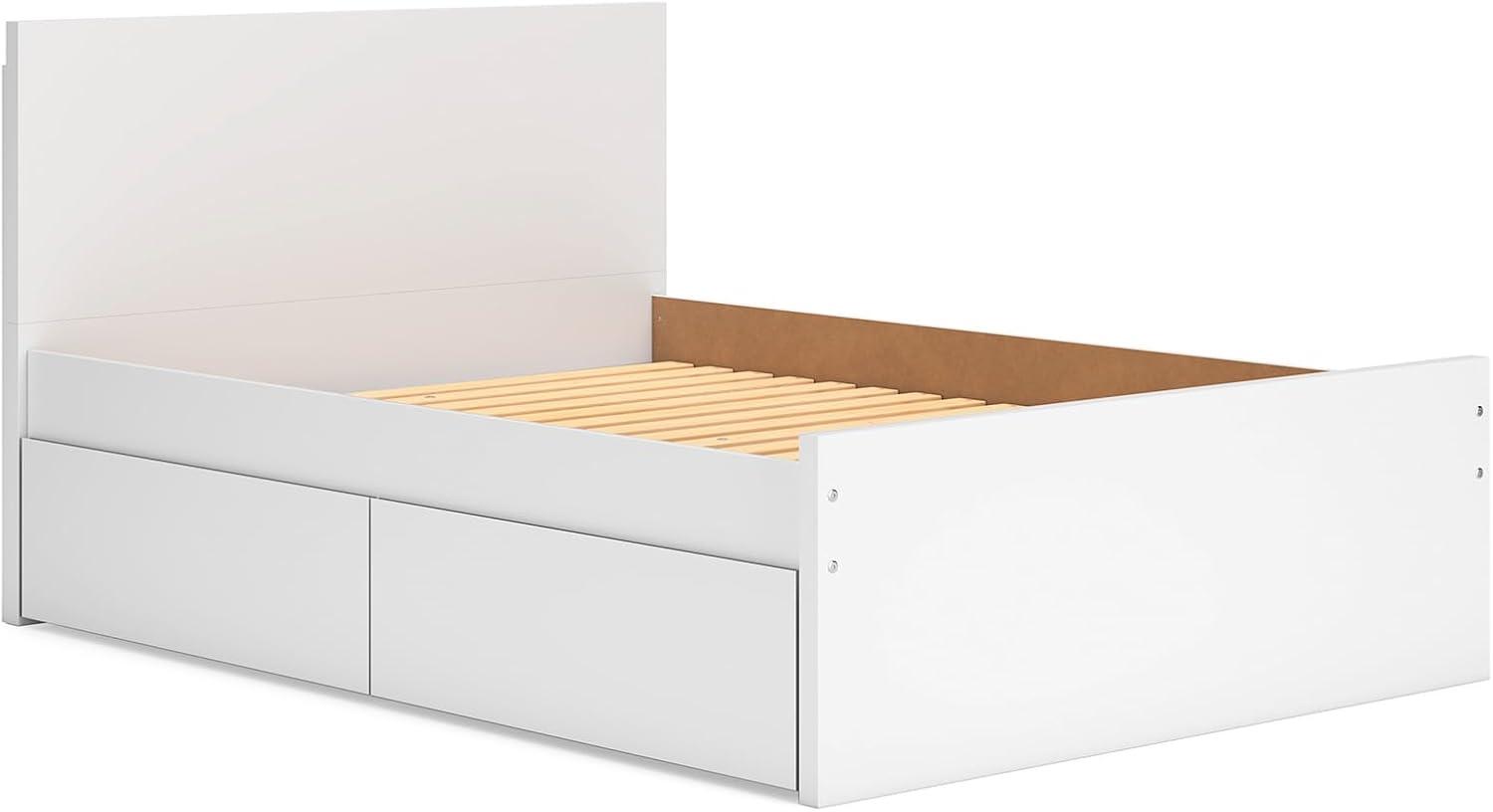 imageSignature Design by Ashley Onita Minimalist Panel Platform Bed Foundation or Box Spring Not Needed Full BeigeWhite