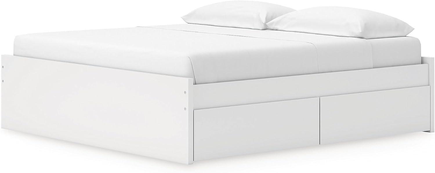 imageSignature Design by Ashley Onita Minimalist Panel Platform Bed Foundation or Box Spring Not Needed Full BeigeWhite