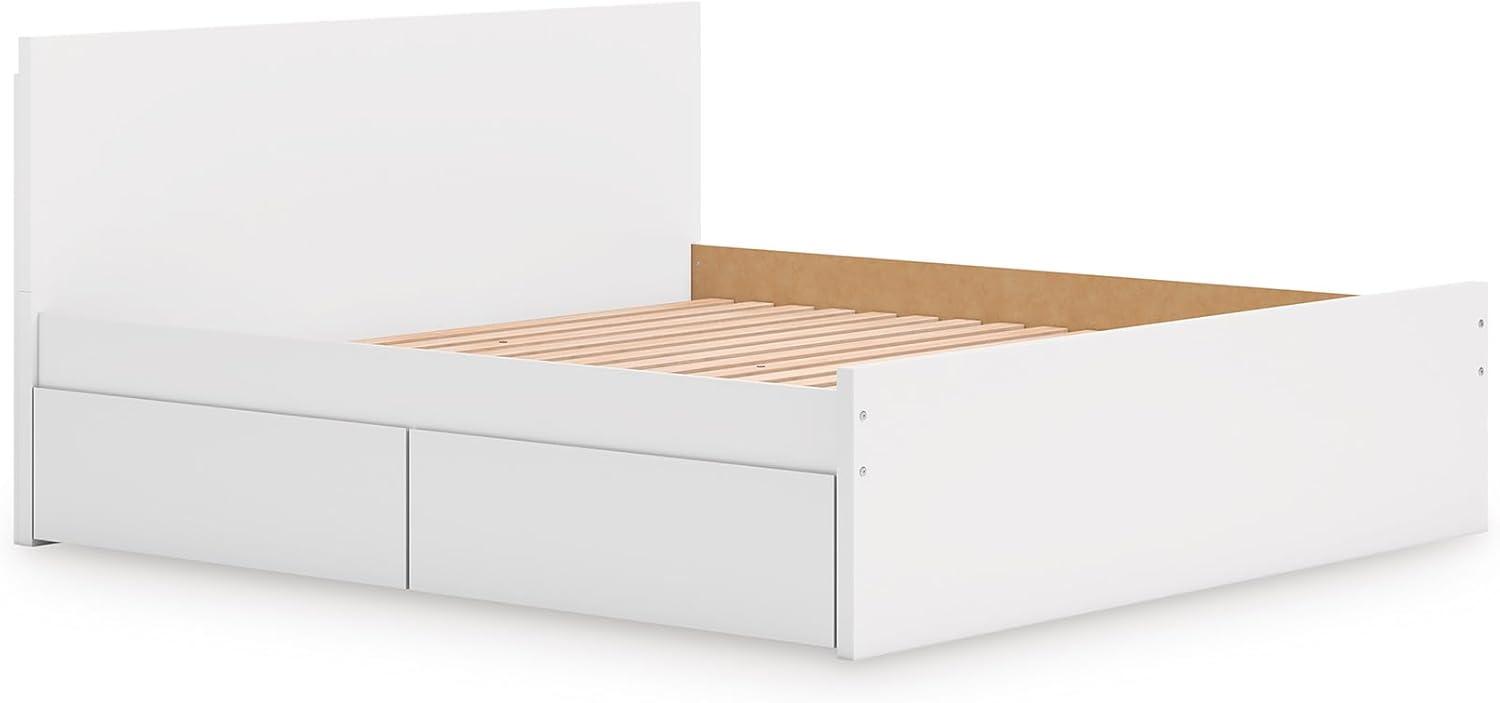 imageSignature Design by Ashley Onita Minimalist Panel Platform Bed Foundation or Box Spring Not Needed Full BeigeWhite