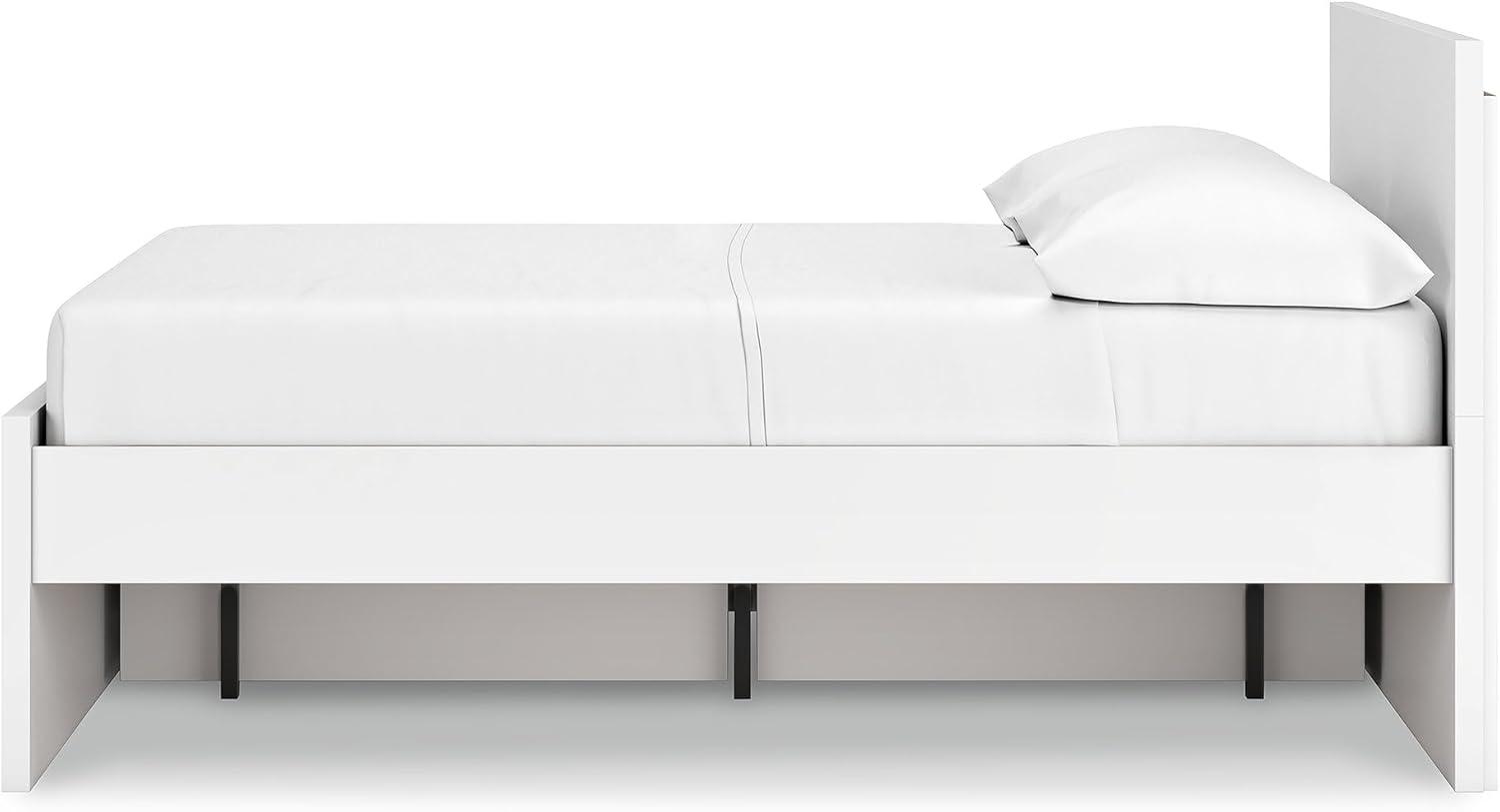 imageSignature Design by Ashley Onita Minimalist Panel Platform Bed Foundation or Box Spring Not Needed Full BeigeWhite