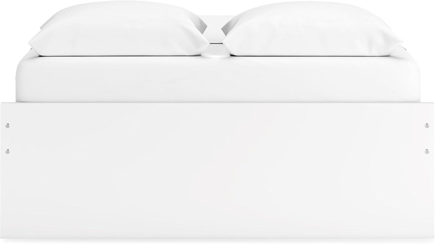 imageSignature Design by Ashley Onita Minimalist Panel Platform Bed Foundation or Box Spring Not Needed Full BeigeWhite