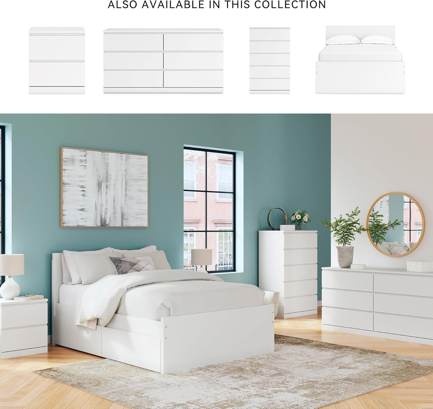 imageSignature Design by Ashley Onita Minimalist Panel Platform Bed Foundation or Box Spring Not Needed Full BeigeWhite