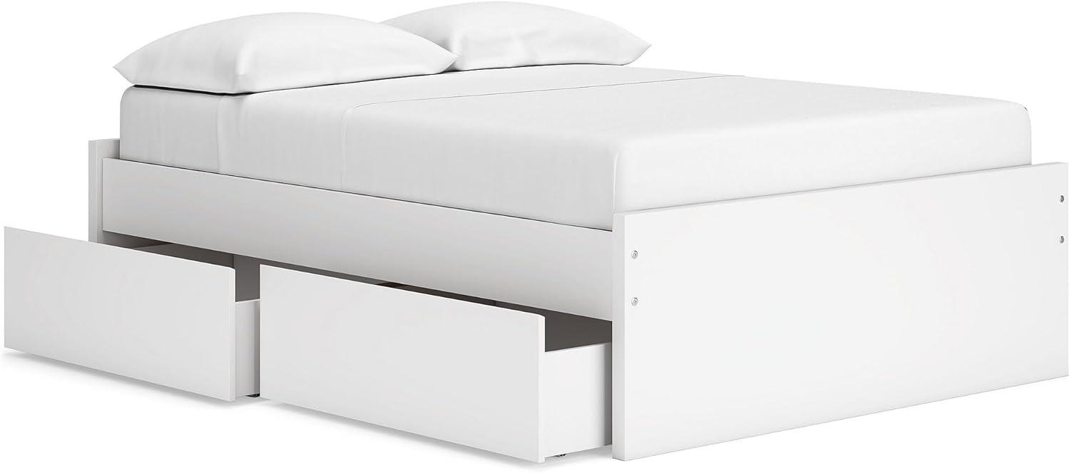 imageSignature Design by Ashley Onita Minimalist Panel Platform Bed Foundation or Box Spring Not Needed Full BeigeWhite