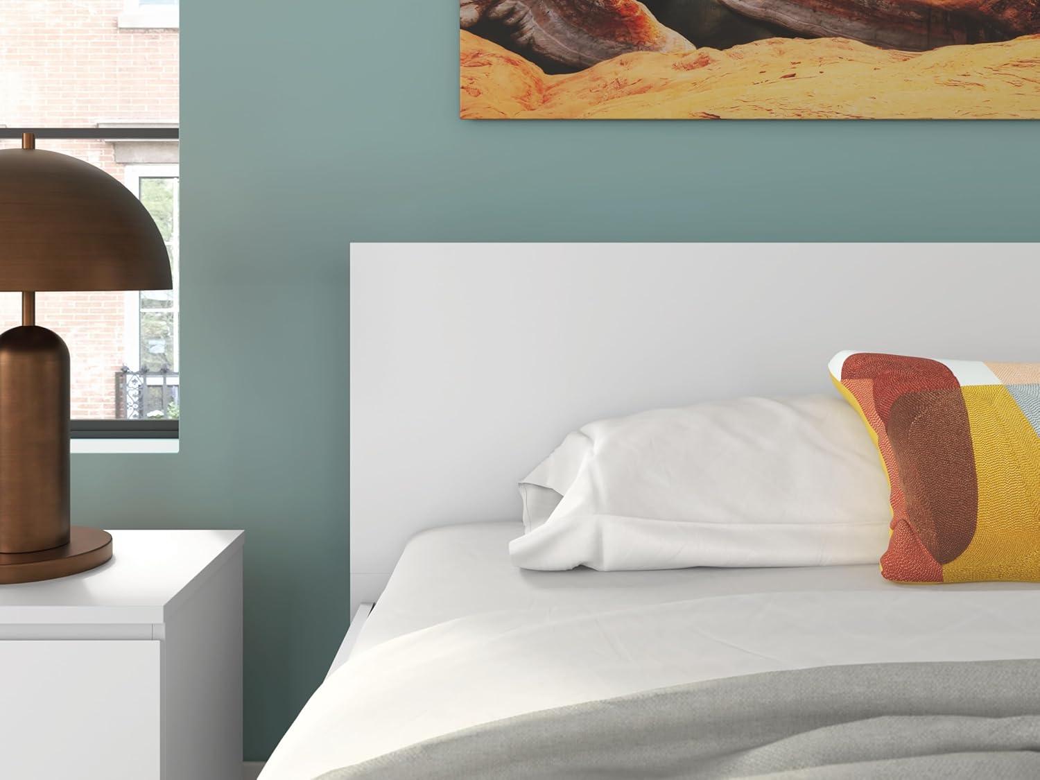 imageSignature Design by Ashley Onita Minimalist Panel Platform Bed Foundation or Box Spring Not Needed Full BeigeWhite