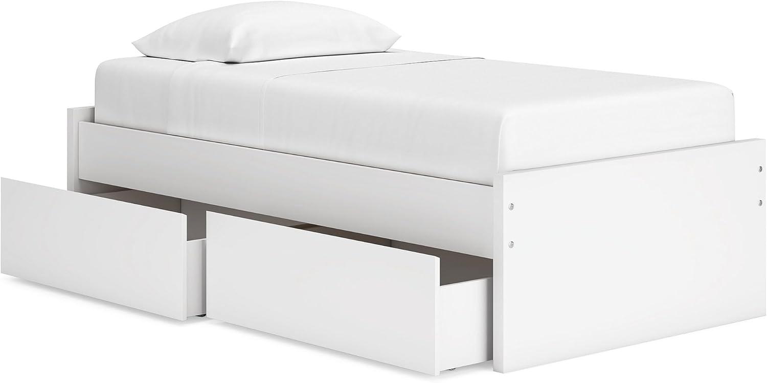 imageSignature Design by Ashley Onita Minimalist Panel Platform Bed Foundation or Box Spring Not Needed Full BeigeWhite
