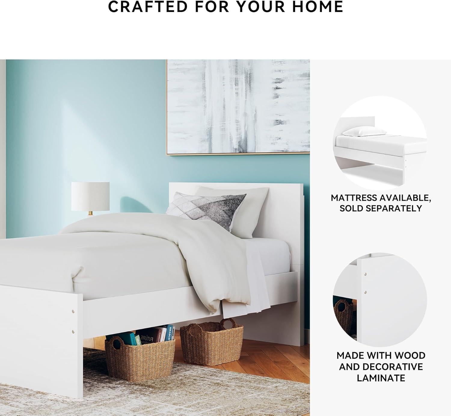 imageSignature Design by Ashley Onita Minimalist Panel Platform Bed Foundation or Box Spring Not Needed Full BeigeWhite