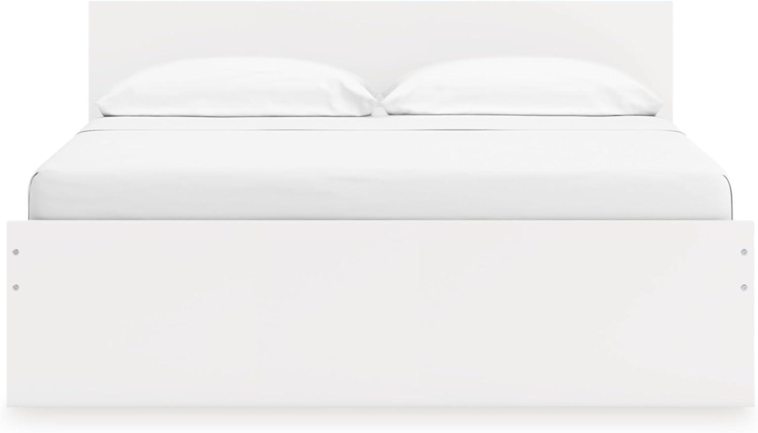imageSignature Design by Ashley Onita Minimalist Panel Platform Bed Foundation or Box Spring Not Needed Full BeigeWhite