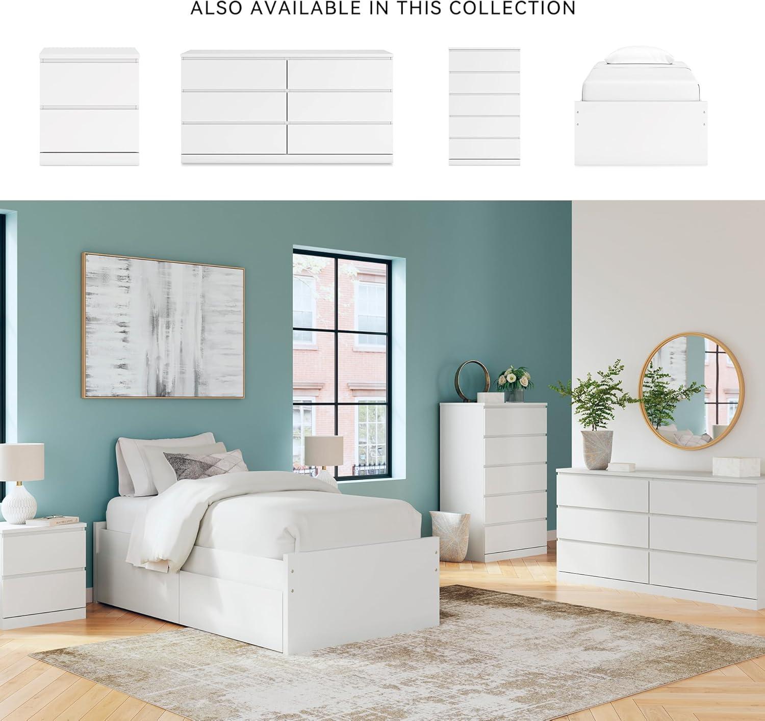 imageSignature Design by Ashley Onita Minimalist Panel Platform Bed Foundation or Box Spring Not Needed Full BeigeWhite