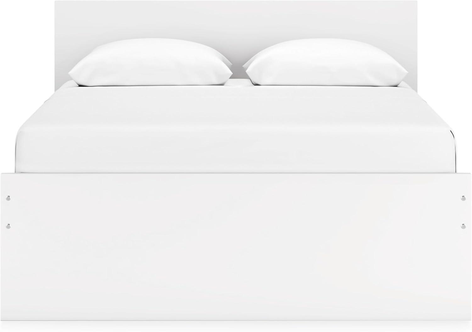 imageSignature Design by Ashley Onita Minimalist Panel Platform Bed Foundation or Box Spring Not Needed Full BeigeWhite