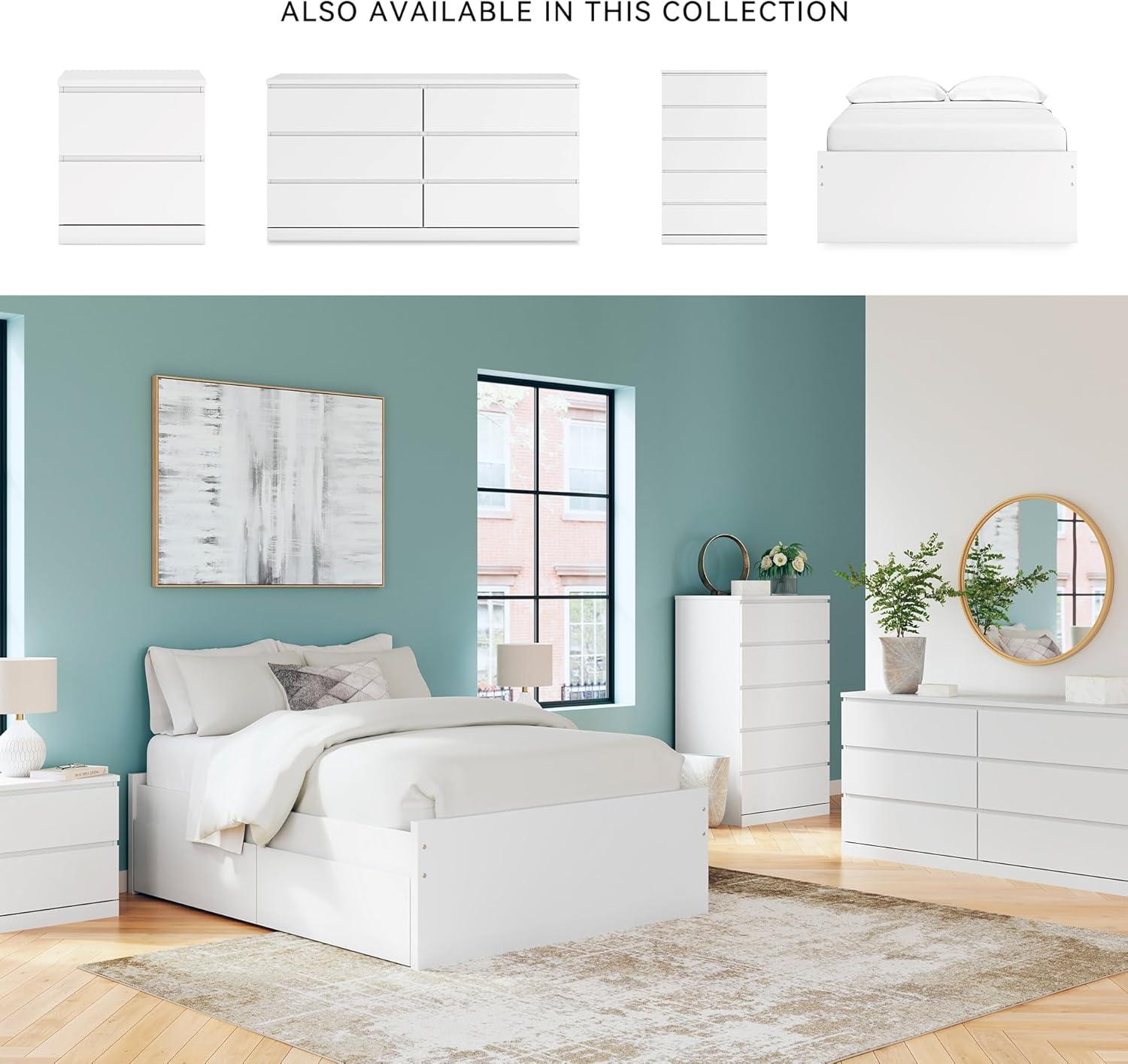 imageSignature Design by Ashley Onita Minimalist Panel Platform Bed Foundation or Box Spring Not Needed Full BeigeWhite