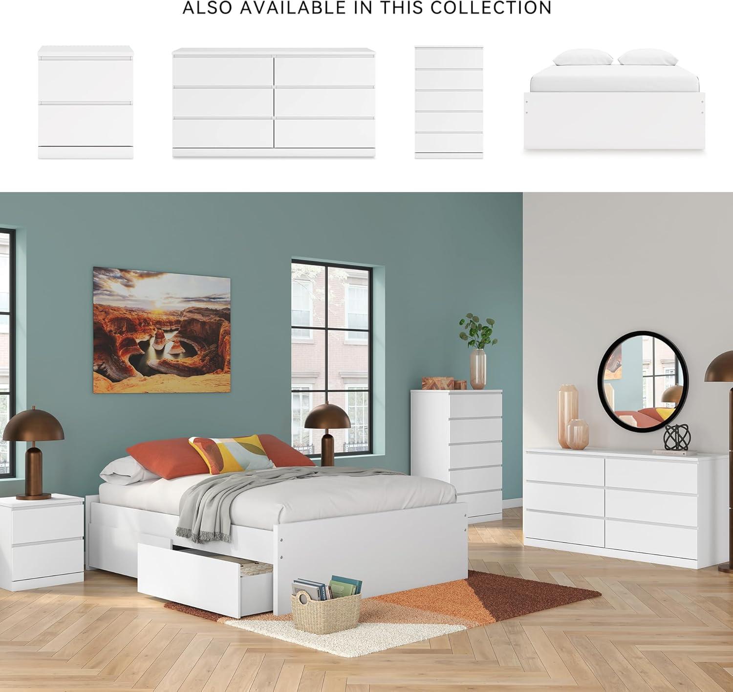 imageSignature Design by Ashley Onita Minimalist Panel Platform Bed Foundation or Box Spring Not Needed Full BeigeWhite