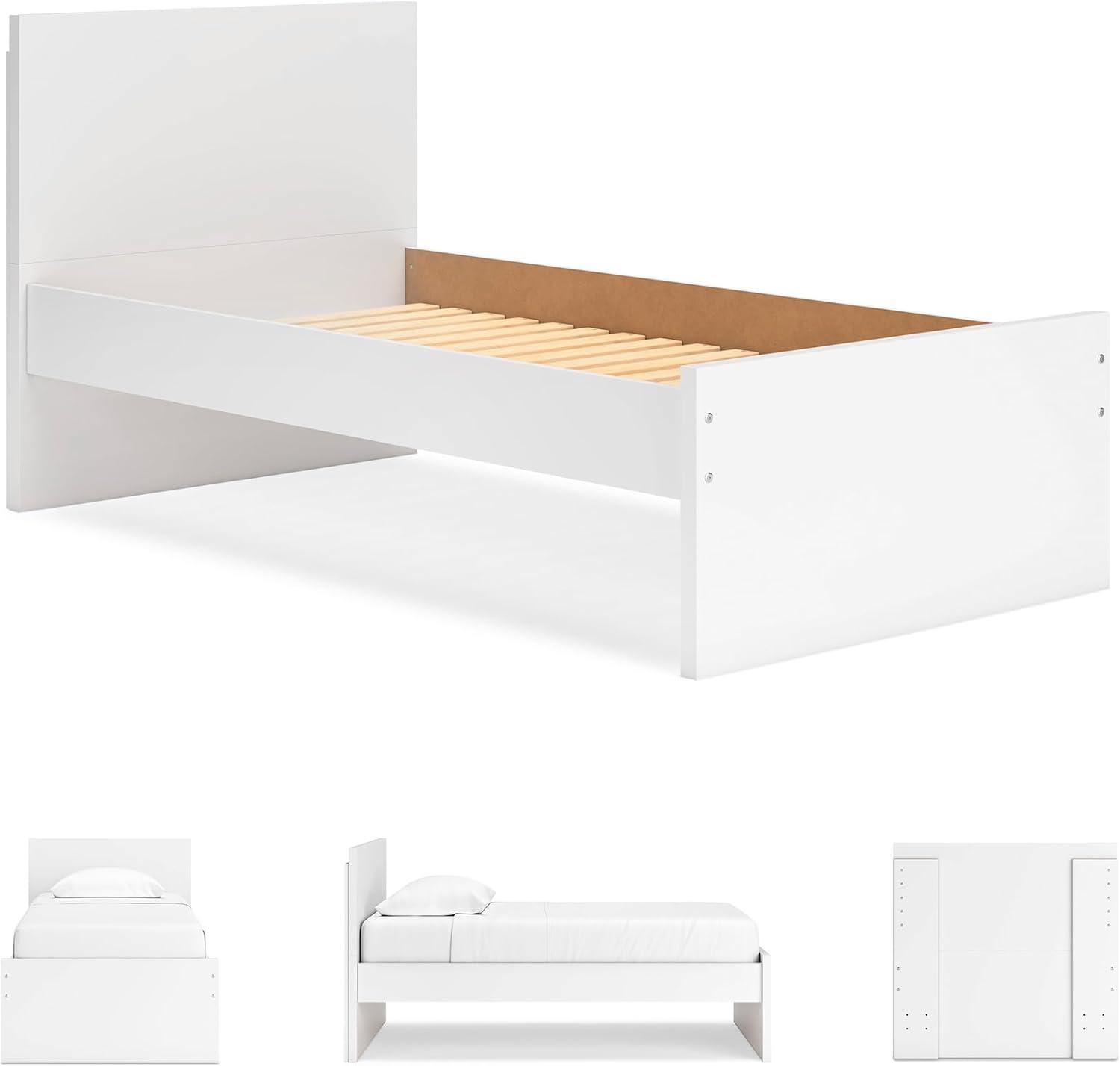 imageSignature Design by Ashley Onita Minimalist Panel Platform Bed Foundation or Box Spring Not Needed Full BeigeWhite