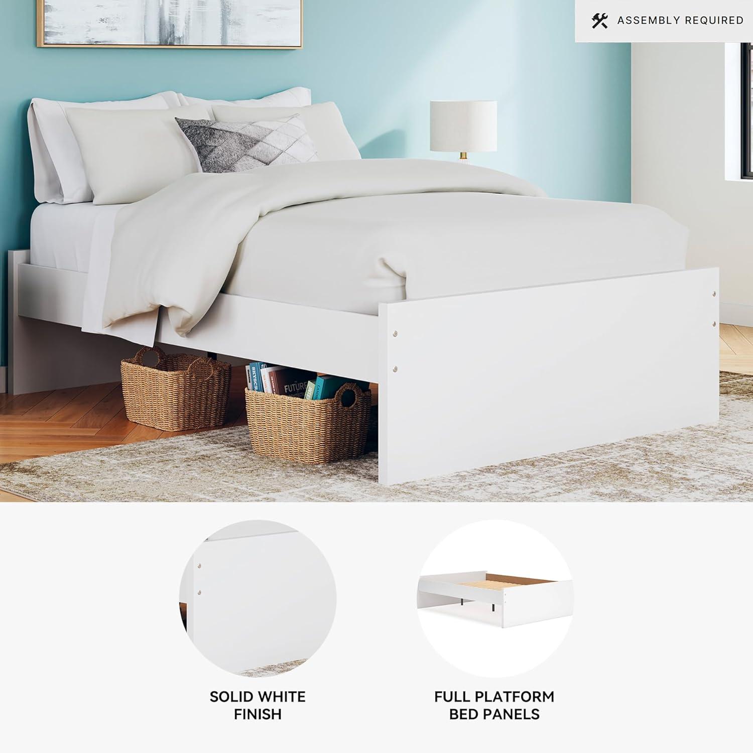 imageSignature Design by Ashley Onita Minimalist Panel Platform Bed Foundation or Box Spring Not Needed Full BeigeWhite