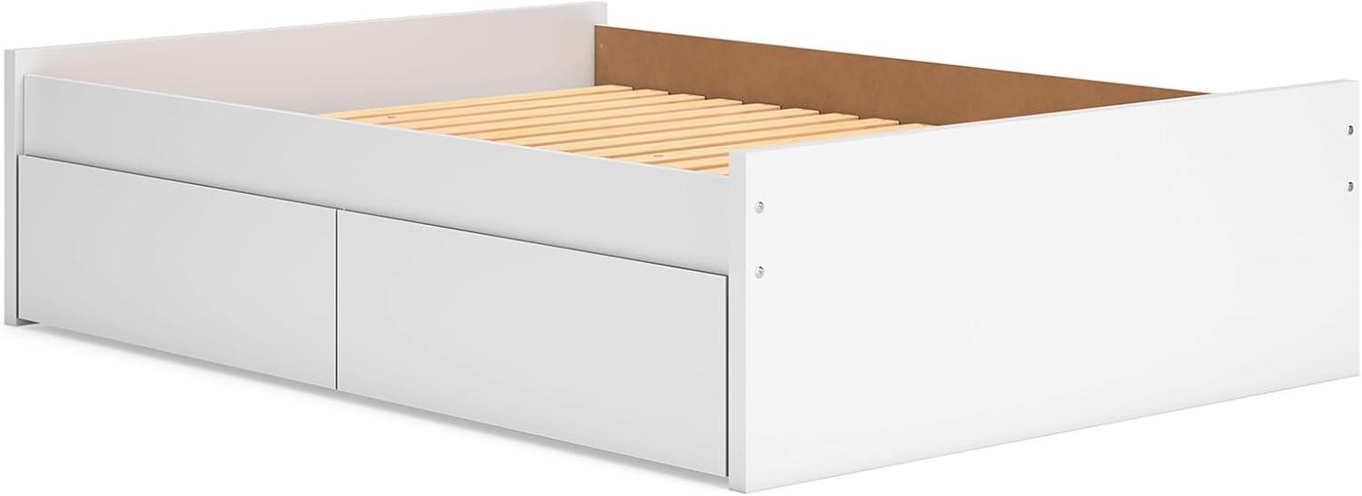 imageSignature Design by Ashley Onita Minimalist Panel Platform Bed Foundation or Box Spring Not Needed Full BeigeWhite