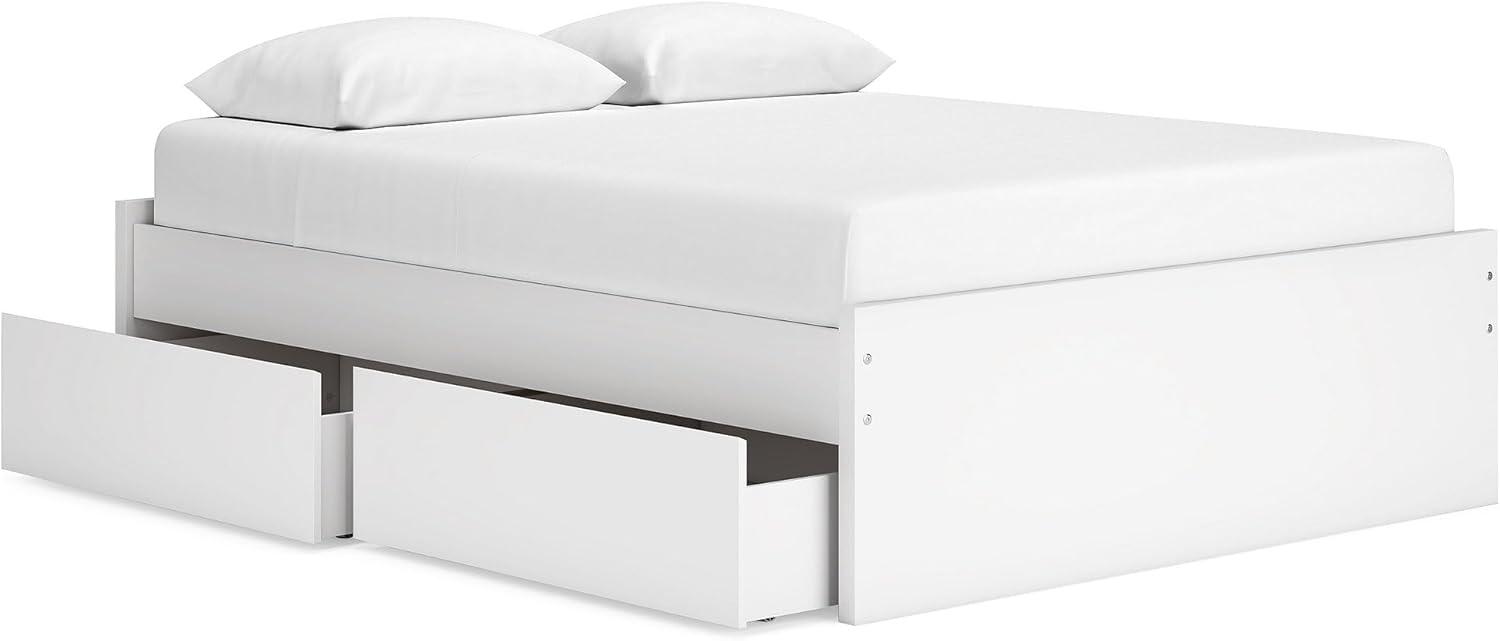 imageSignature Design by Ashley Onita Minimalist Panel Platform Bed Foundation or Box Spring Not Needed Full BeigeWhite
