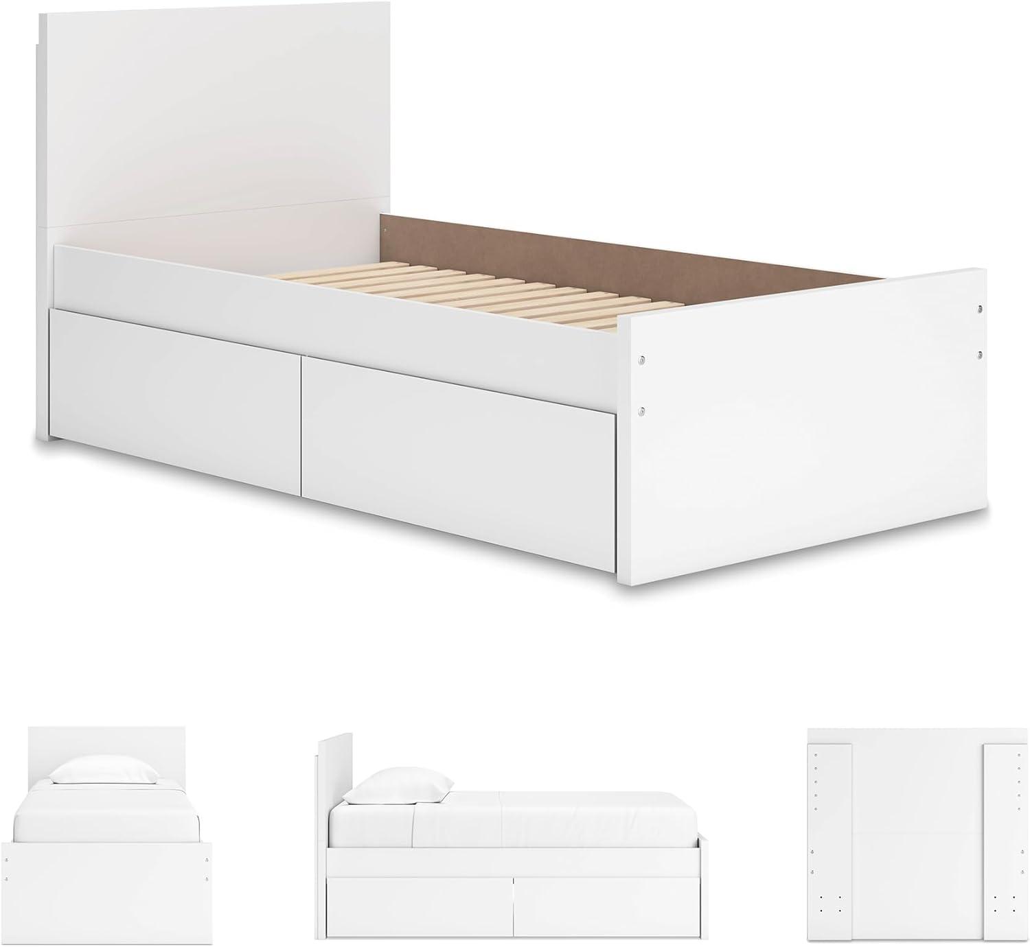 imageSignature Design by Ashley Onita Minimalist Panel Platform Bed Foundation or Box Spring Not Needed Full BeigeWhite