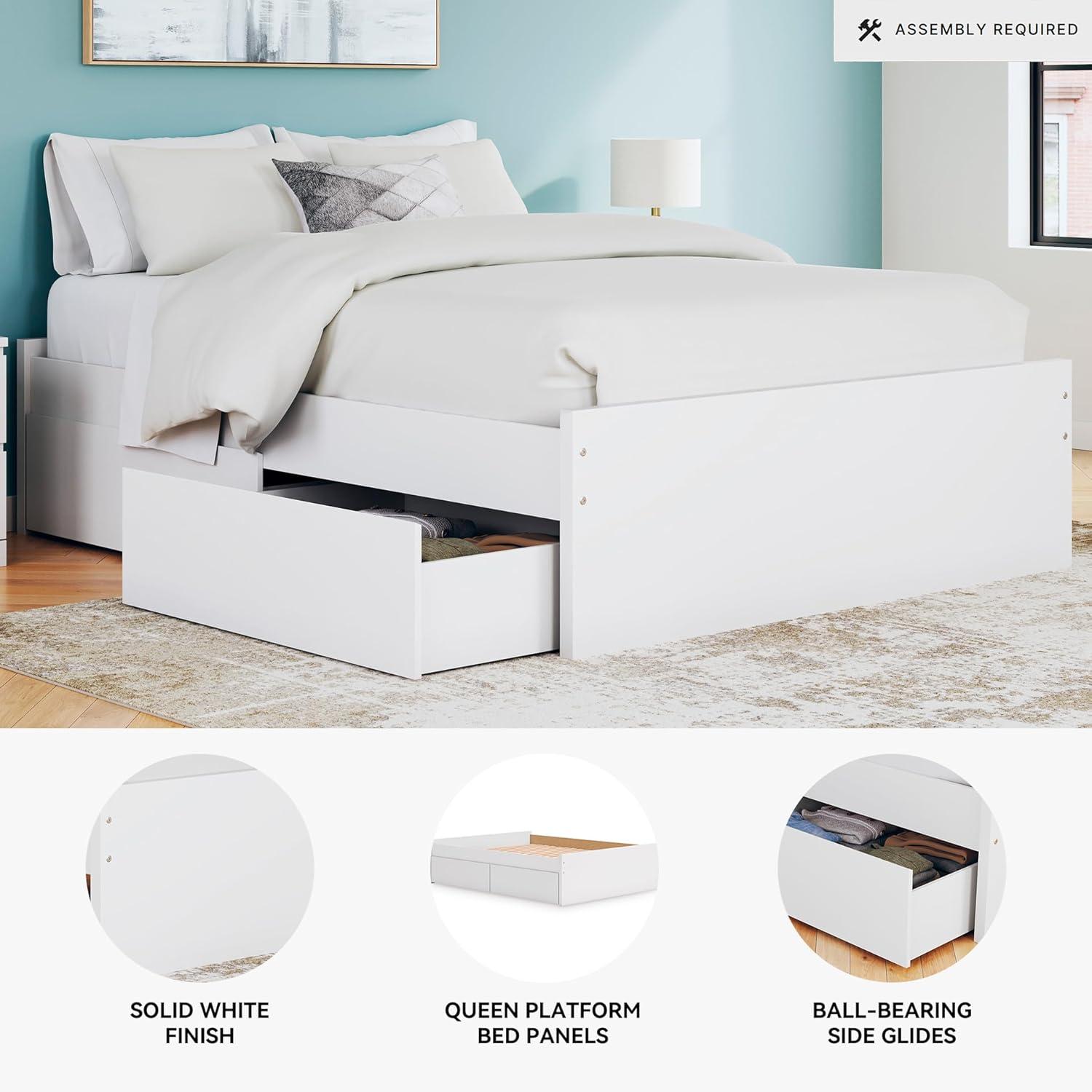 imageSignature Design by Ashley Onita Minimalist Panel Platform Bed Foundation or Box Spring Not Needed Full BeigeWhite