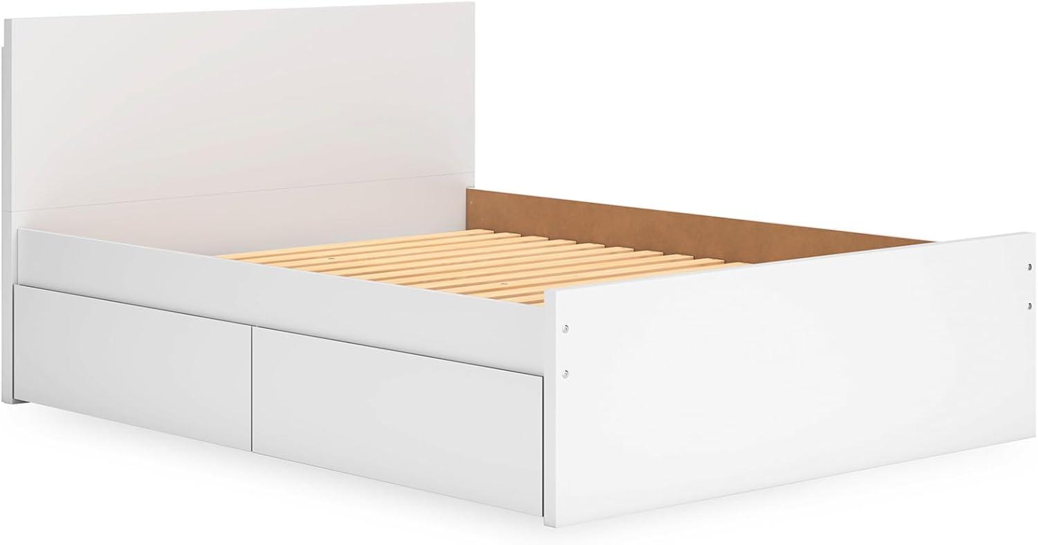 imageSignature Design by Ashley Onita Minimalist Panel Platform Bed Foundation or Box Spring Not Needed Full BeigeWhite