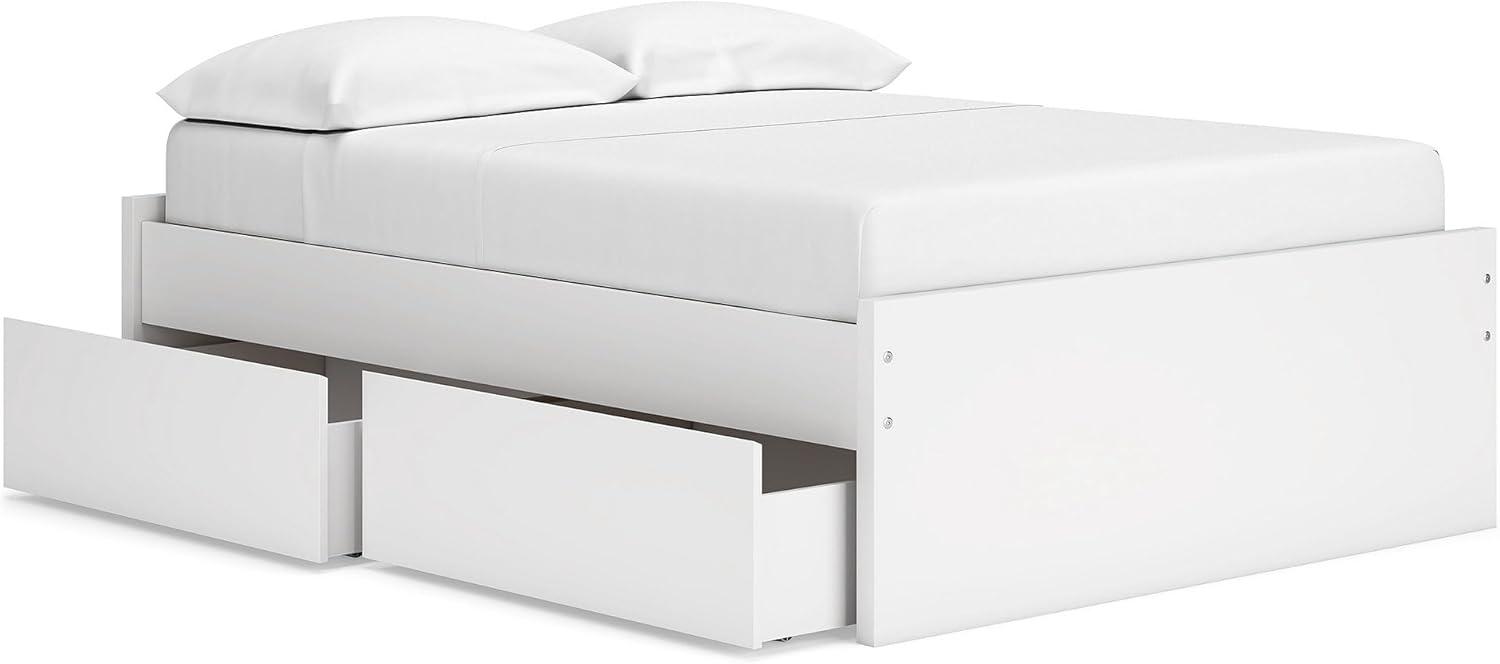imageSignature Design by Ashley Onita Minimalist Panel Platform Bed Foundation or Box Spring Not Needed Full BeigeWhite