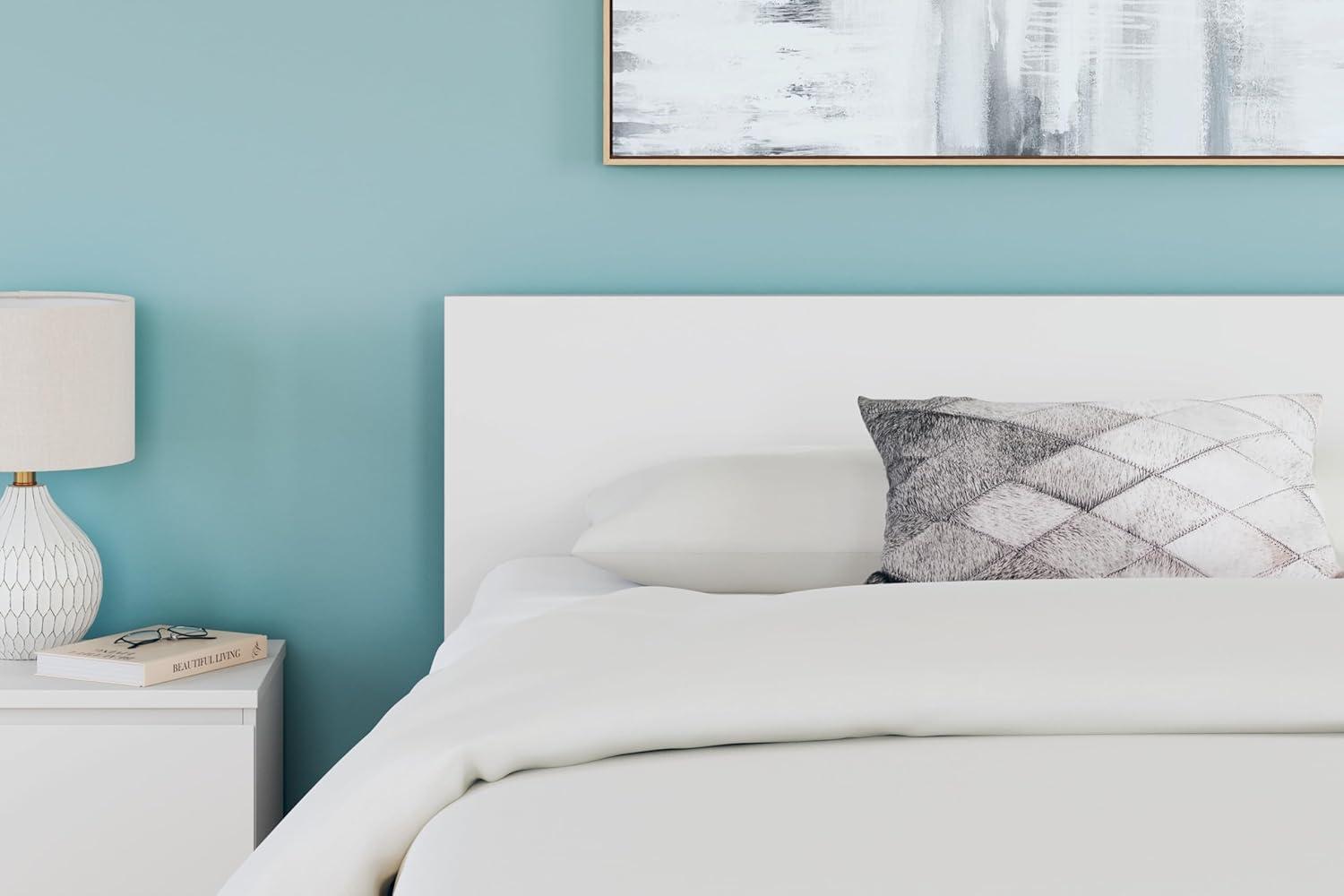 imageSignature Design by Ashley Onita Minimalist Panel Platform Bed Foundation or Box Spring Not Needed Full BeigeWhite