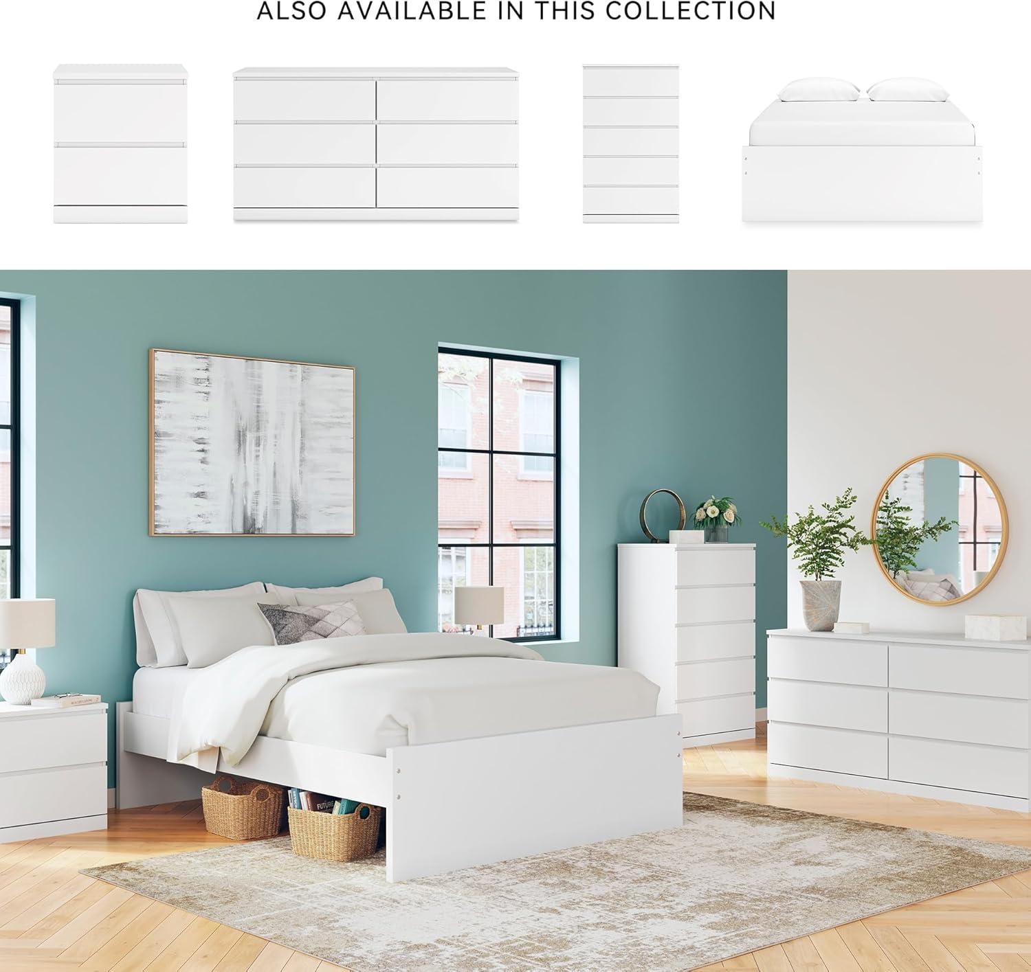 imageSignature Design by Ashley Onita Minimalist Panel Platform Bed Foundation or Box Spring Not Needed Full BeigeWhite
