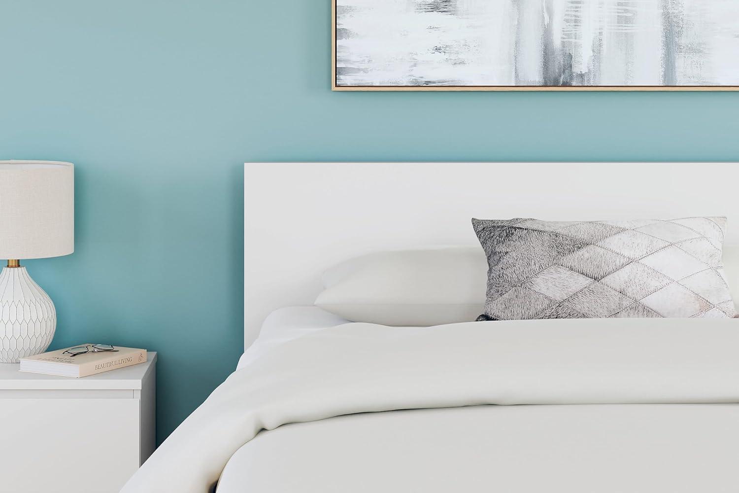 imageSignature Design by Ashley Onita Minimalist Panel Platform Bed Foundation or Box Spring Not Needed Full BeigeWhite